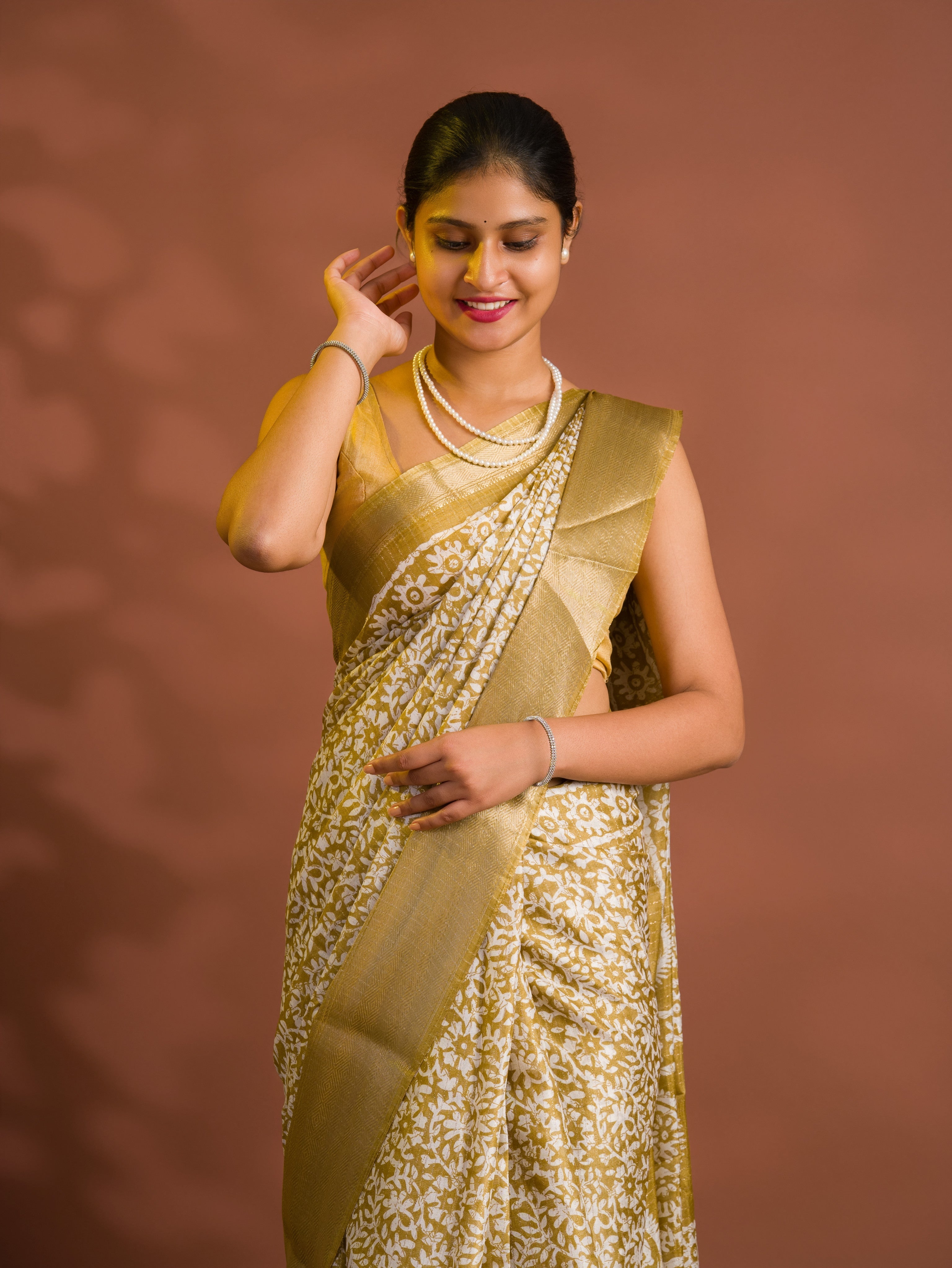 By Printed Style With Zari border Saree