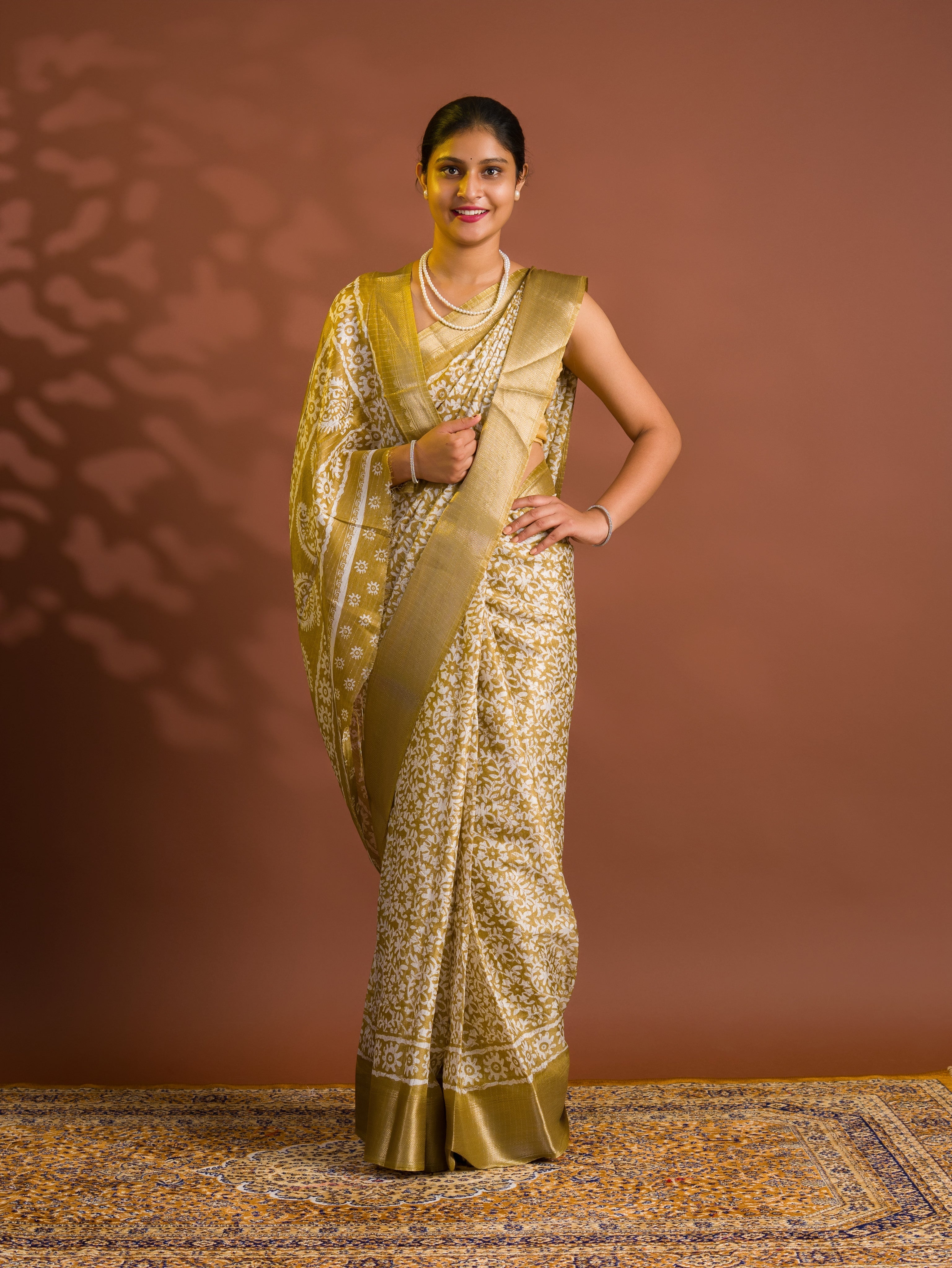 By Printed Style With Zari border Saree