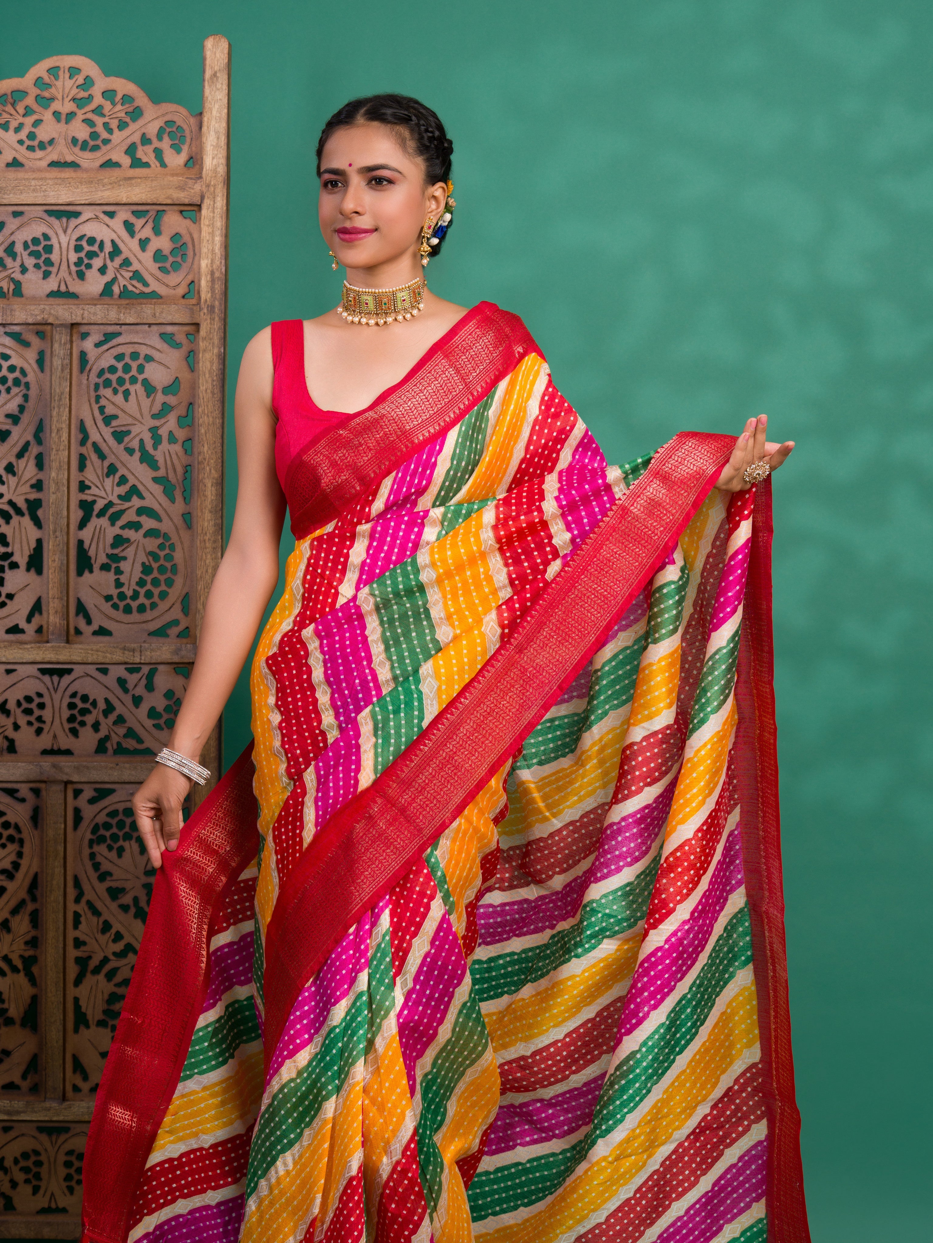 Leheriya Style saree for casual wears 