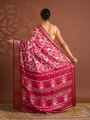 By Printed Style With Zari border Saree
