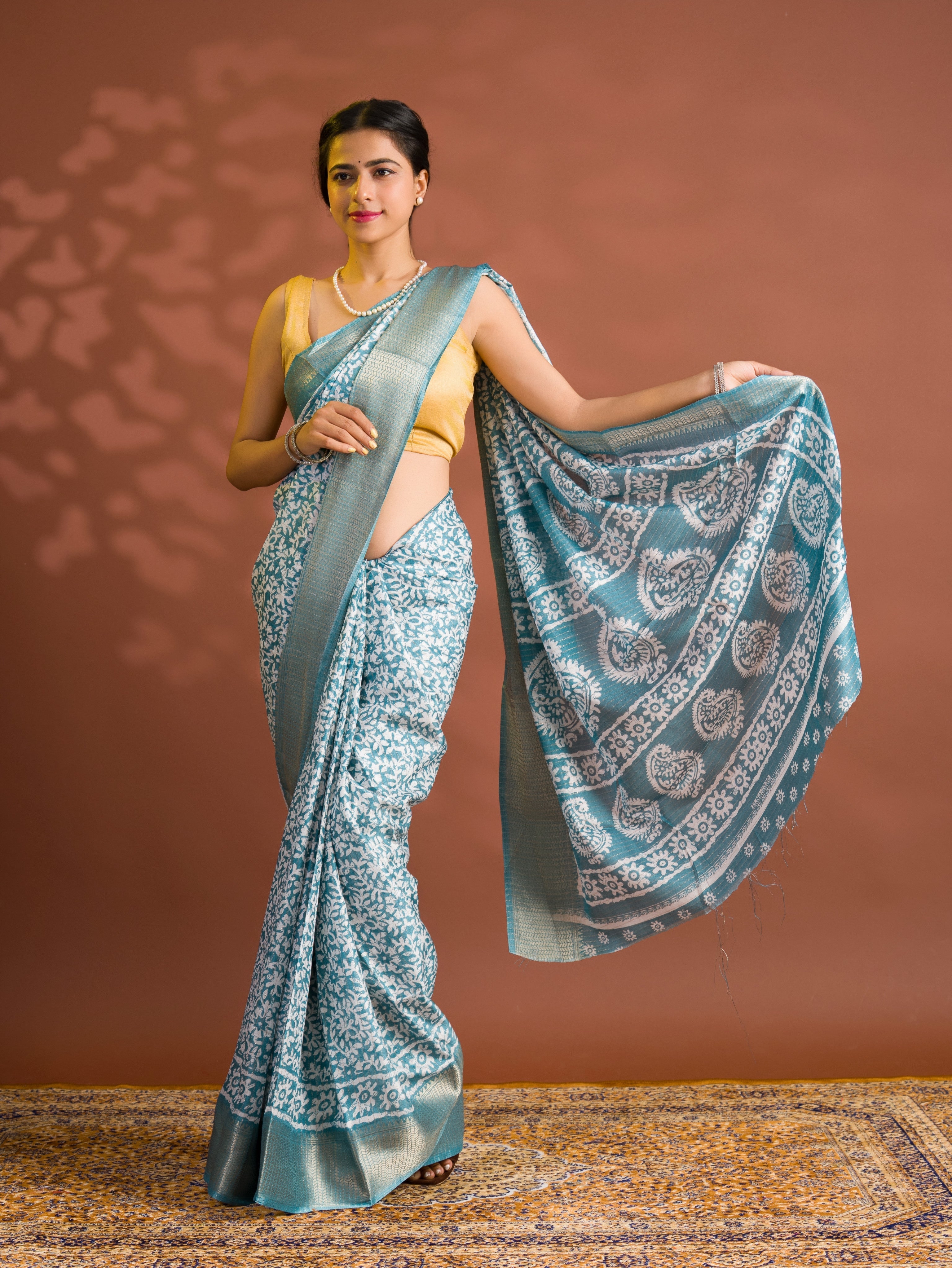 By Printed Style With Zari border Saree