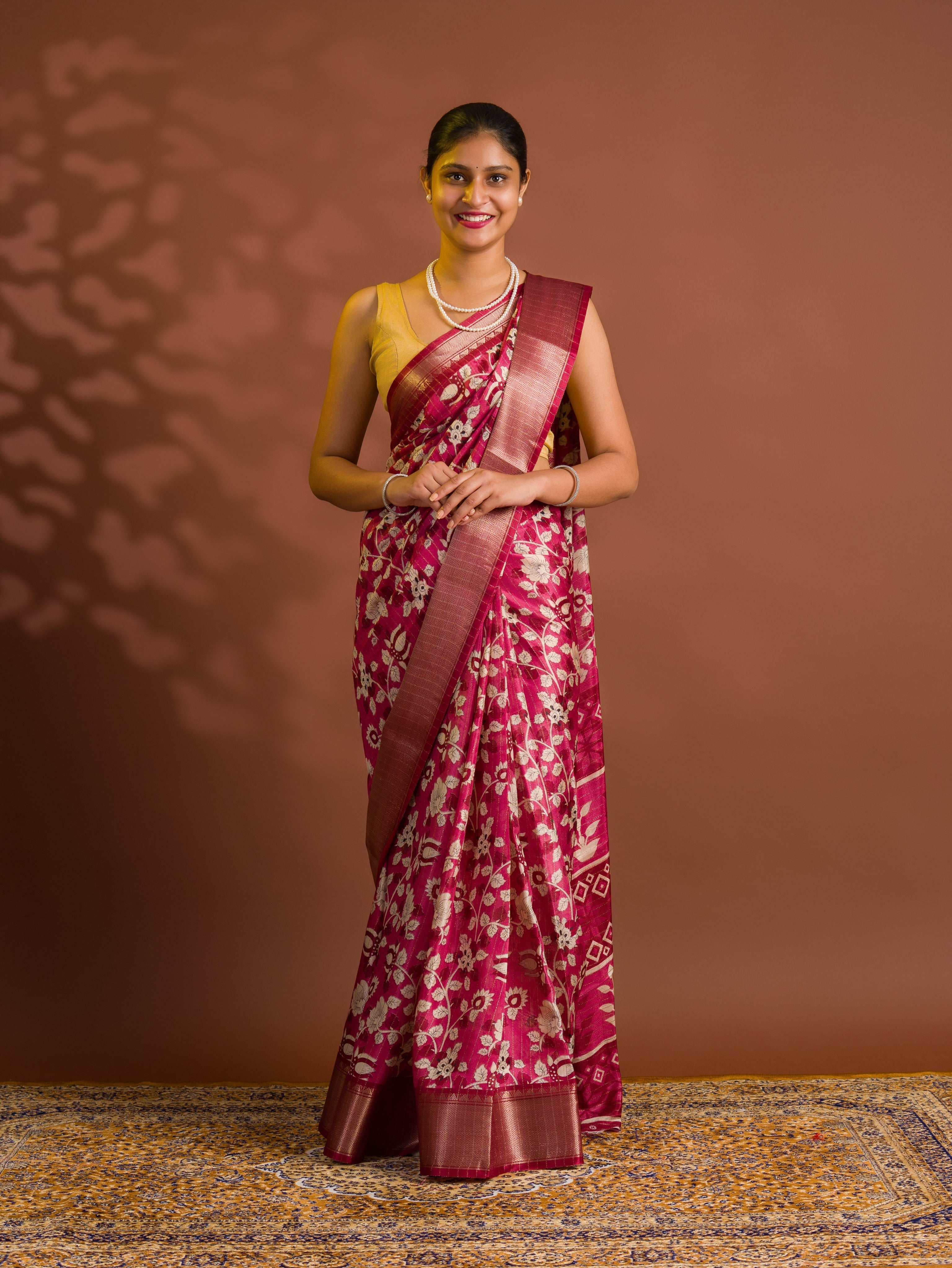 By Printed Style With Zari border Saree