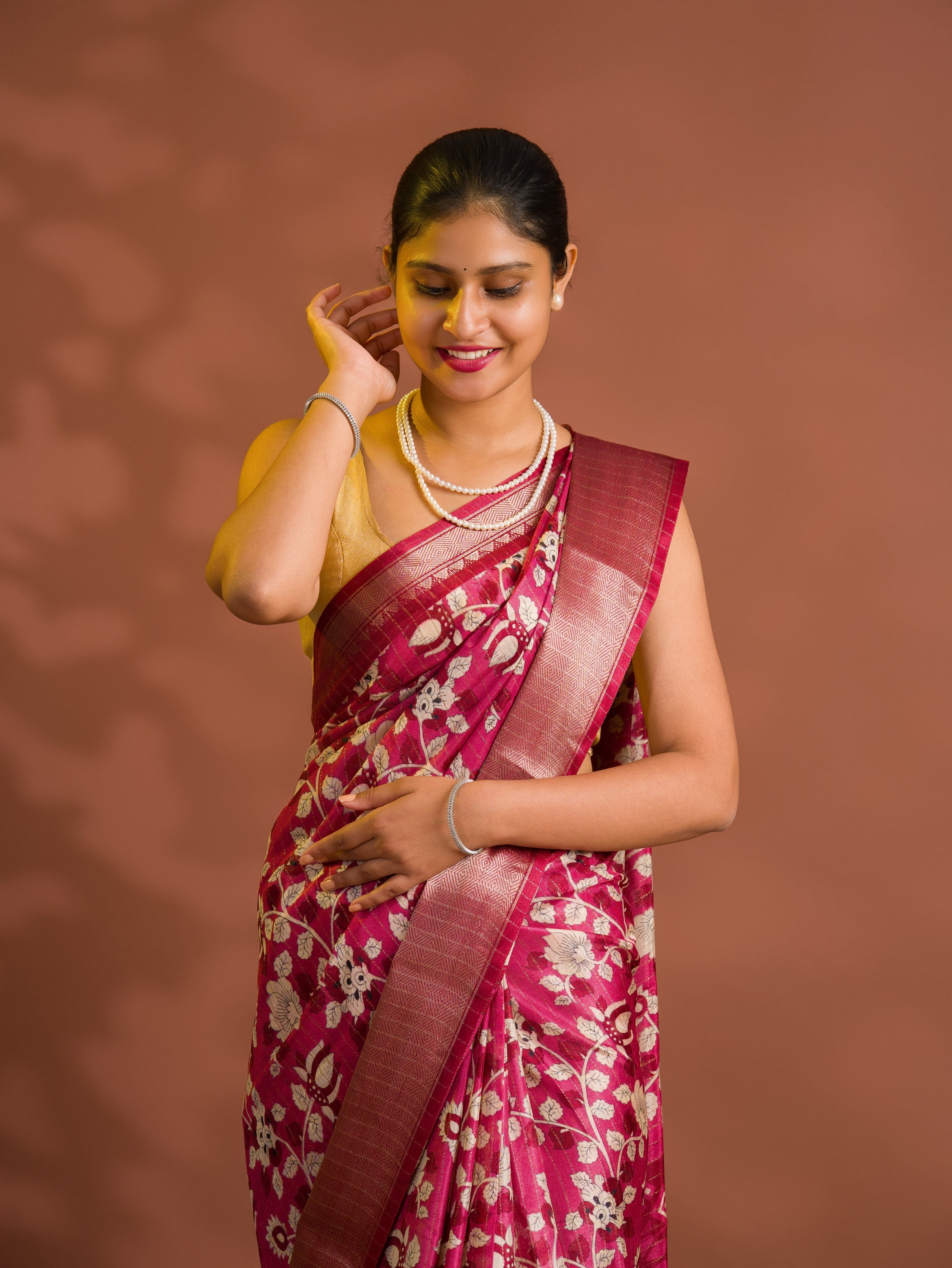 By Printed Style With Zari border Saree