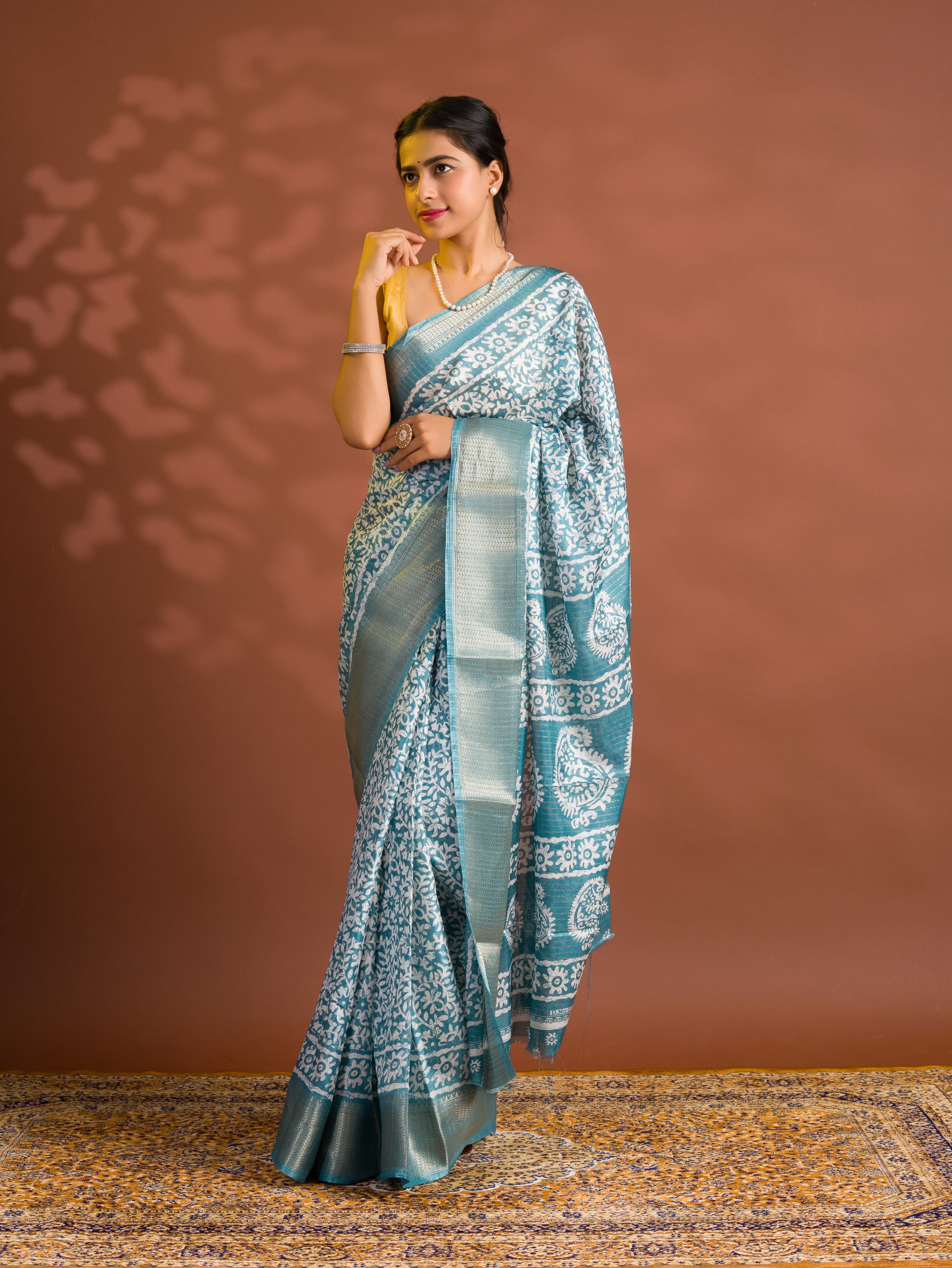 By Printed Style With Zari border Saree