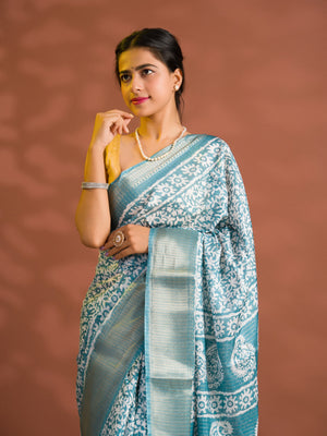 By Printed Style With Zari border Saree