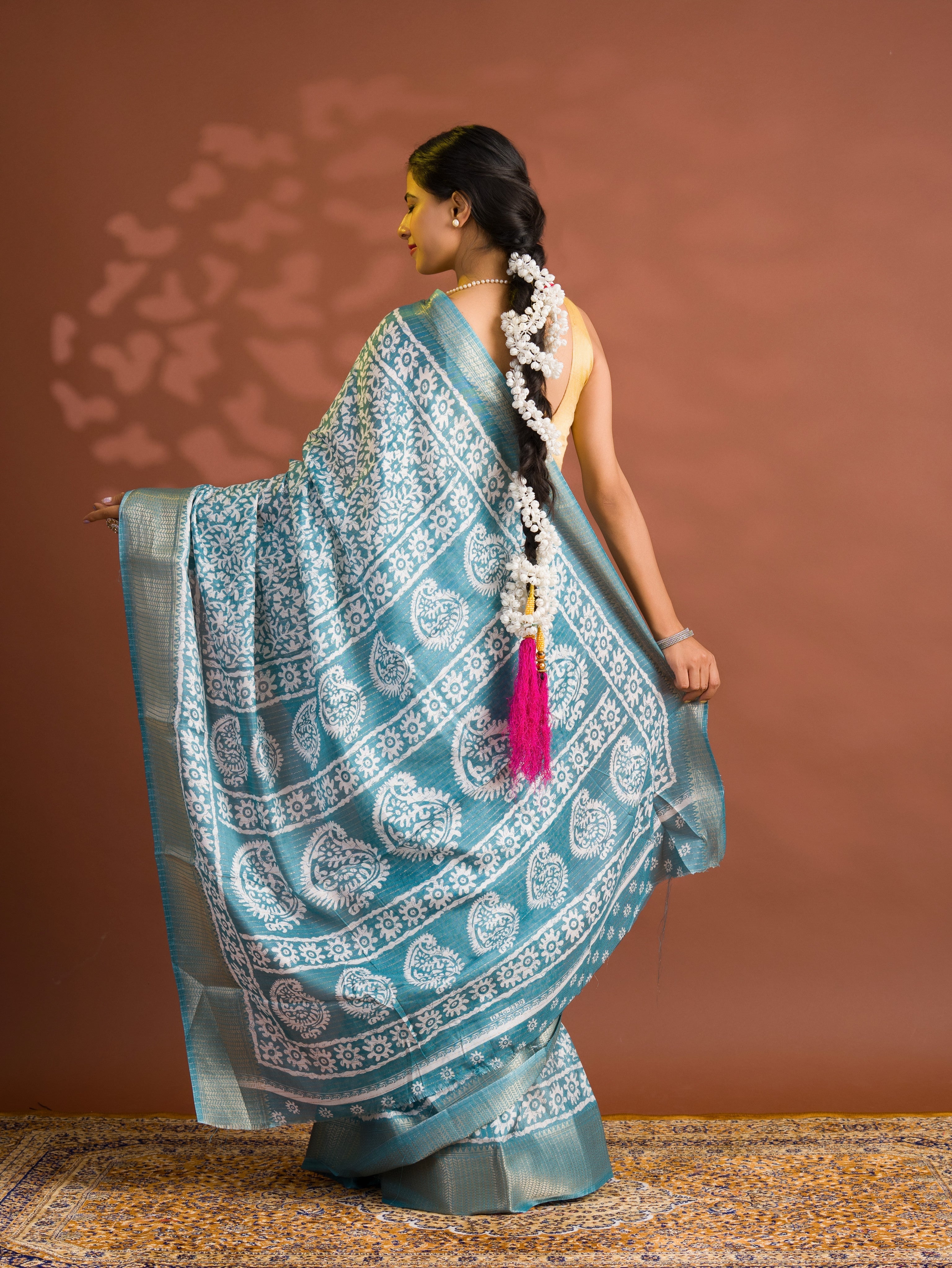 By Printed Style With Zari border Saree