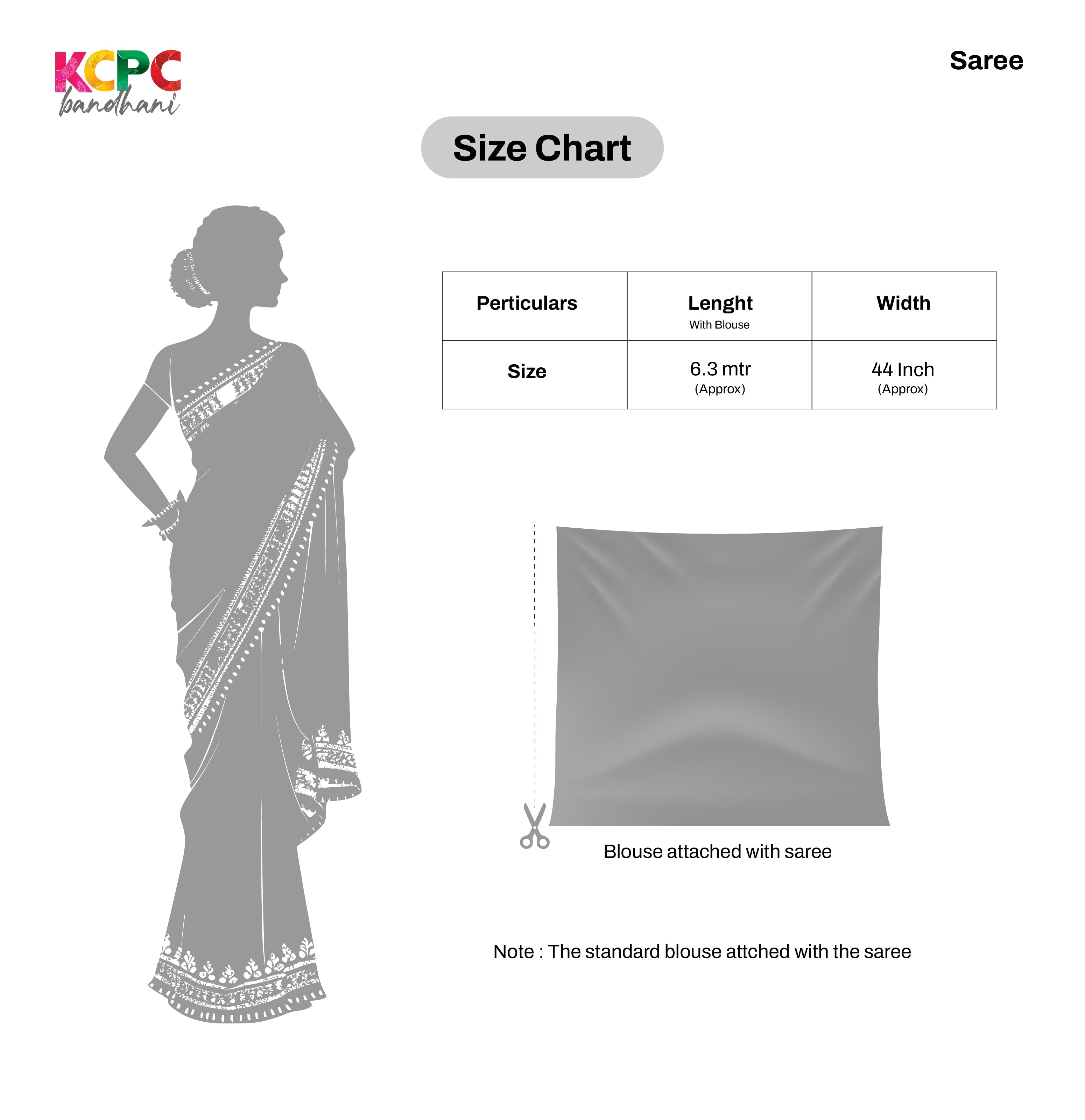  Buy red viscose silk saree with a bandhani pattern and zari border.