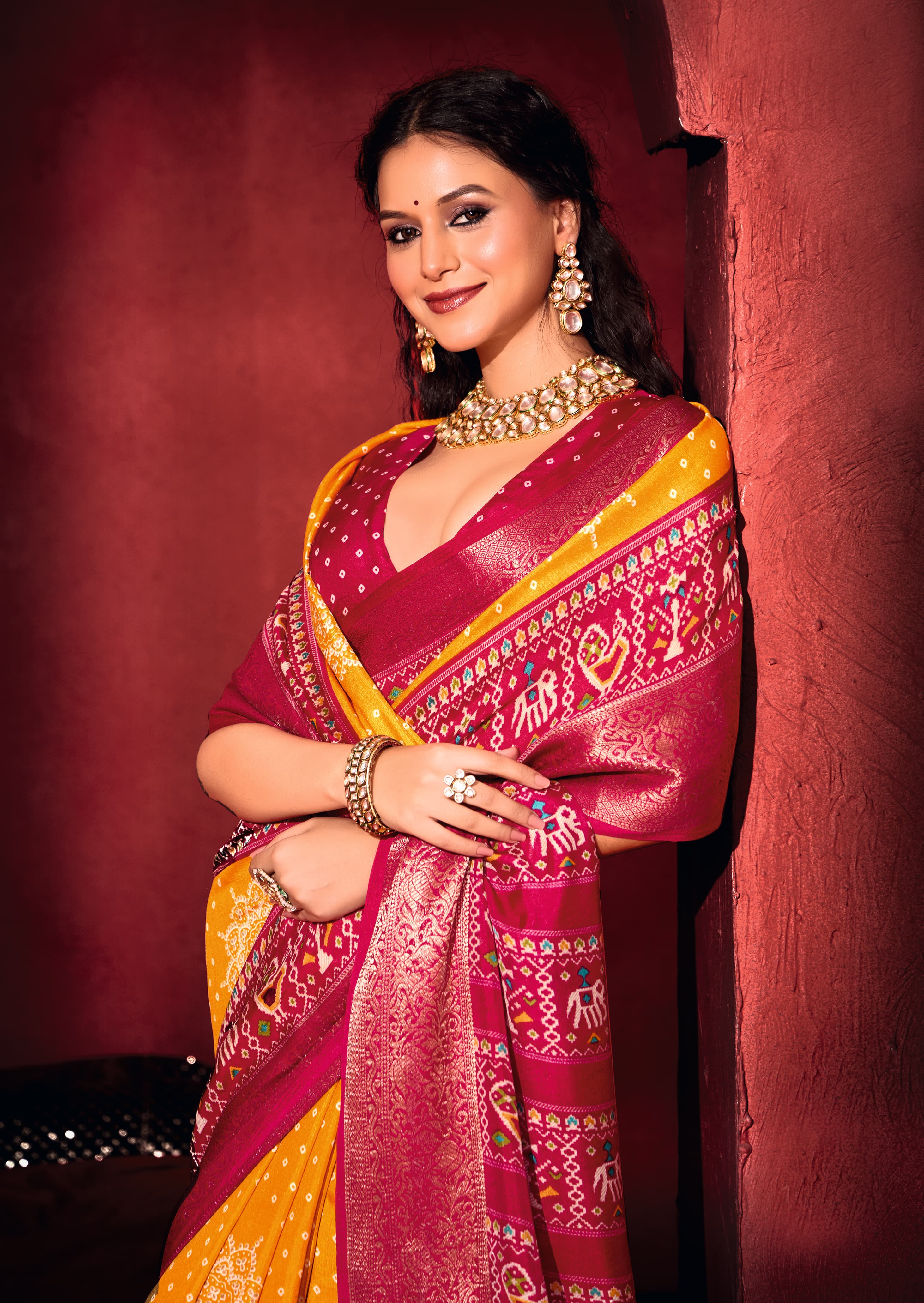 Tanmira Latest Pashmina Silk Bandhani Potol Print Saree STR