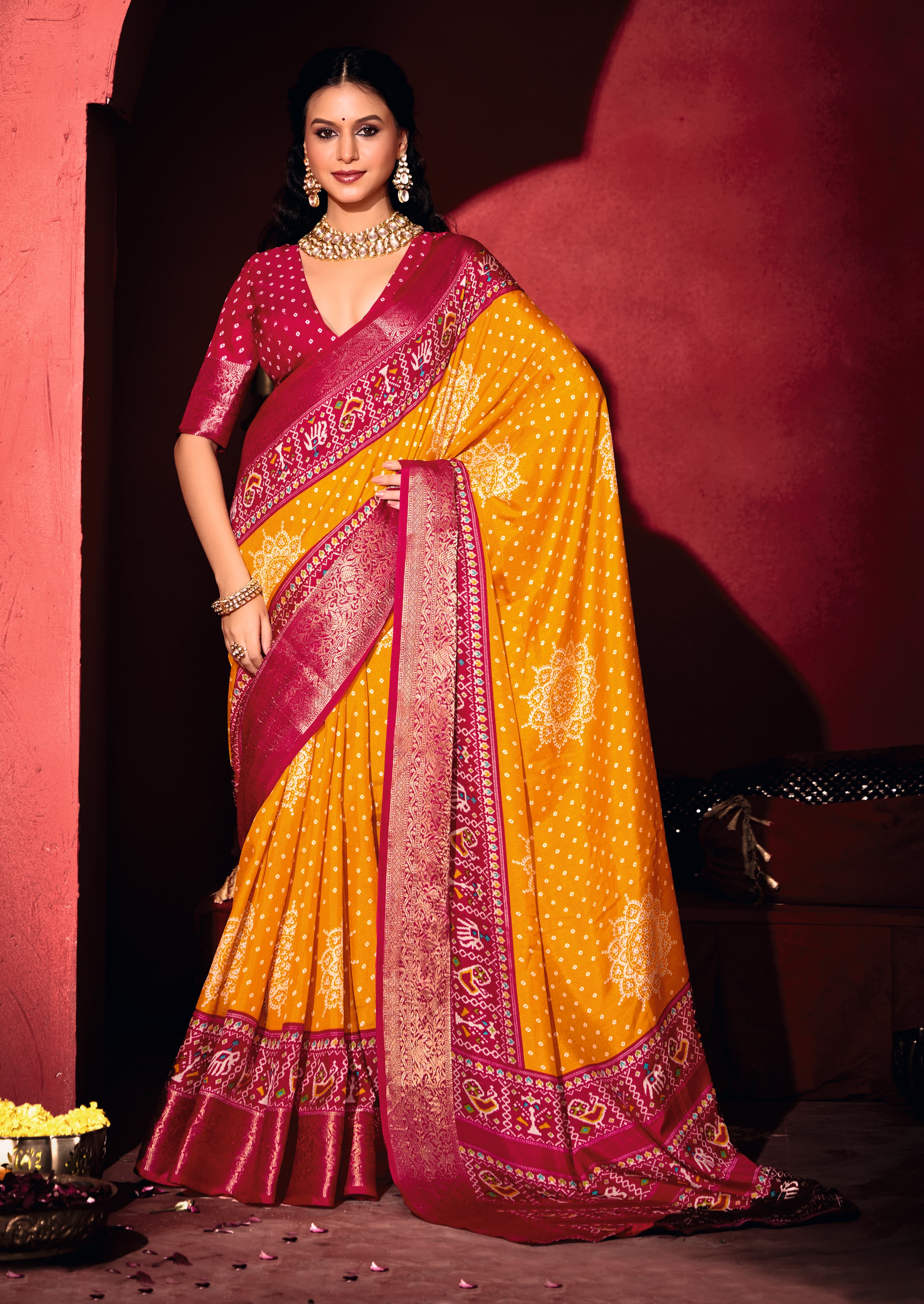 Tanmira Latest Pashmina Silk Bandhani Potol Print Saree STR