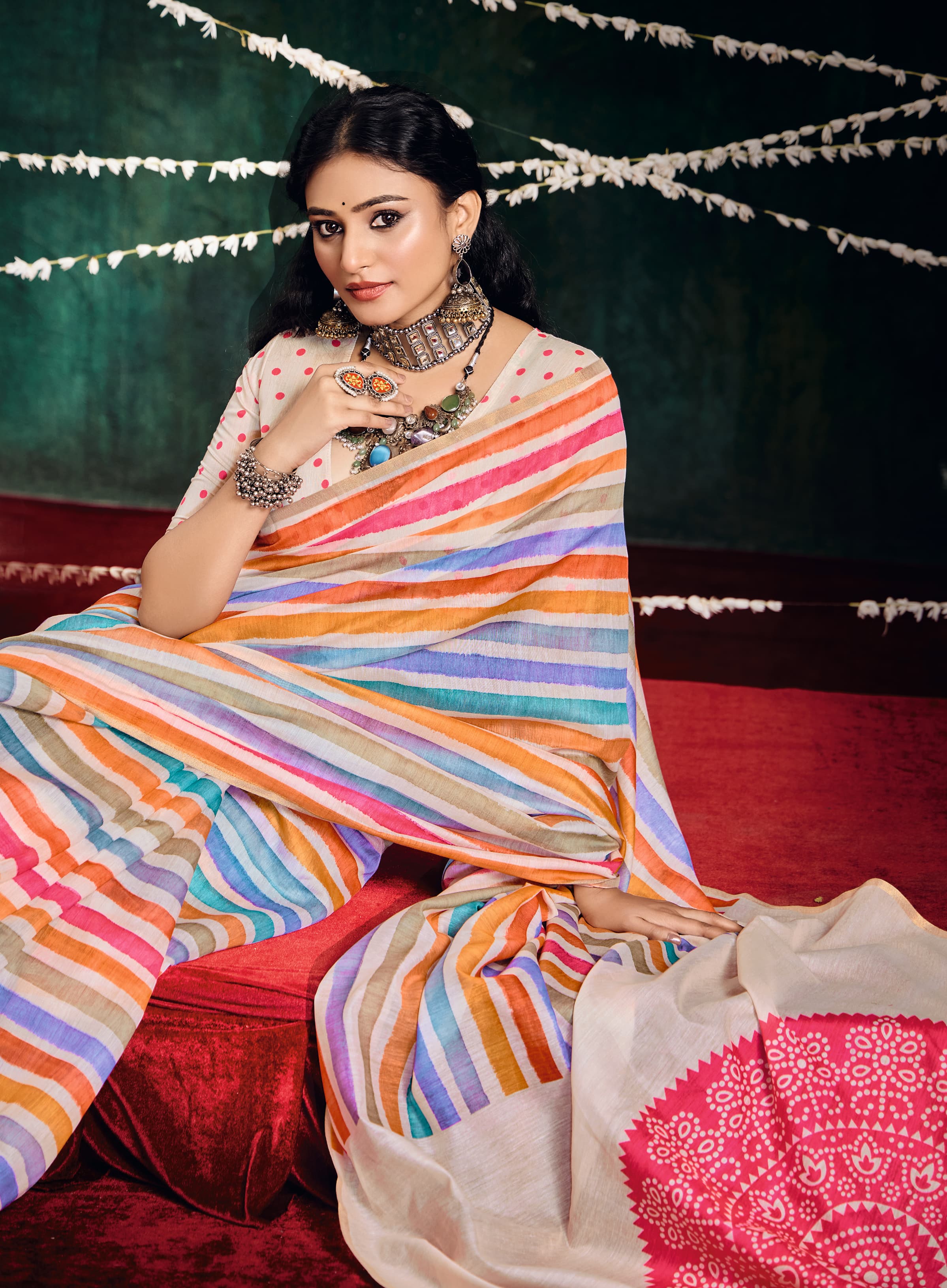 Tanmira New Beautiful Cotton Silk Printed Bollywood Saree STR