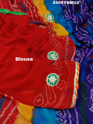 Mos Chiffon Silk Bandhani Saree with Gotapatti Work