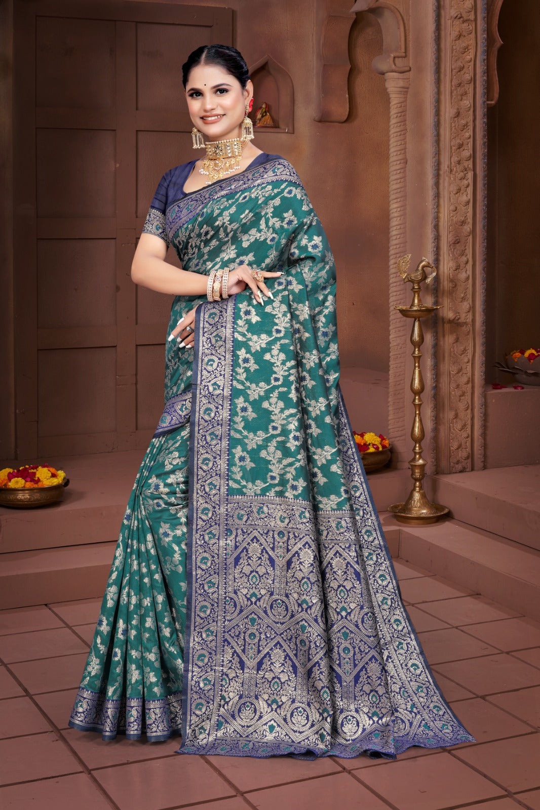 By Banarasi  Saree with Festive Wear