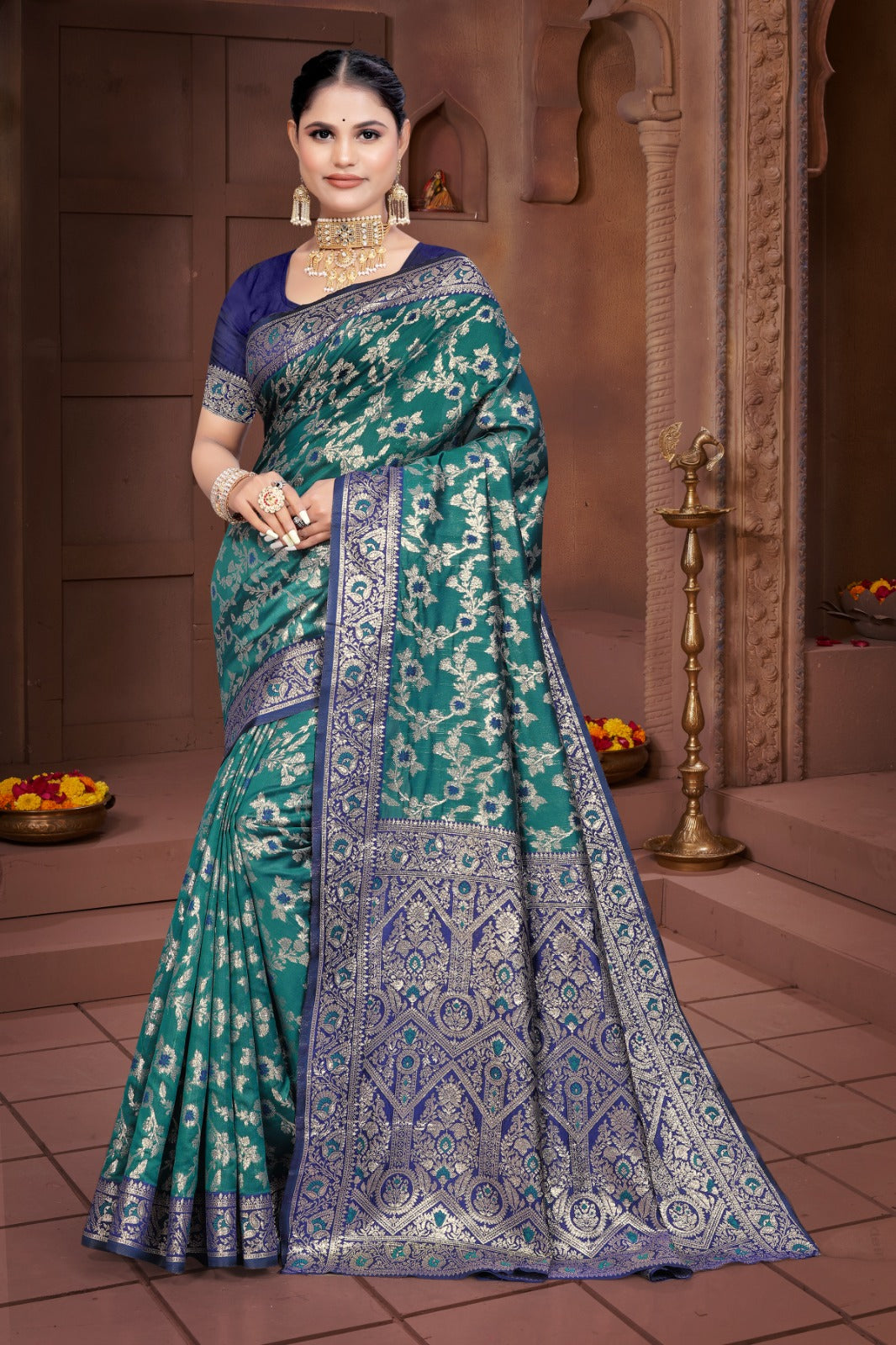 By Banarasi  Saree with Festive Wear