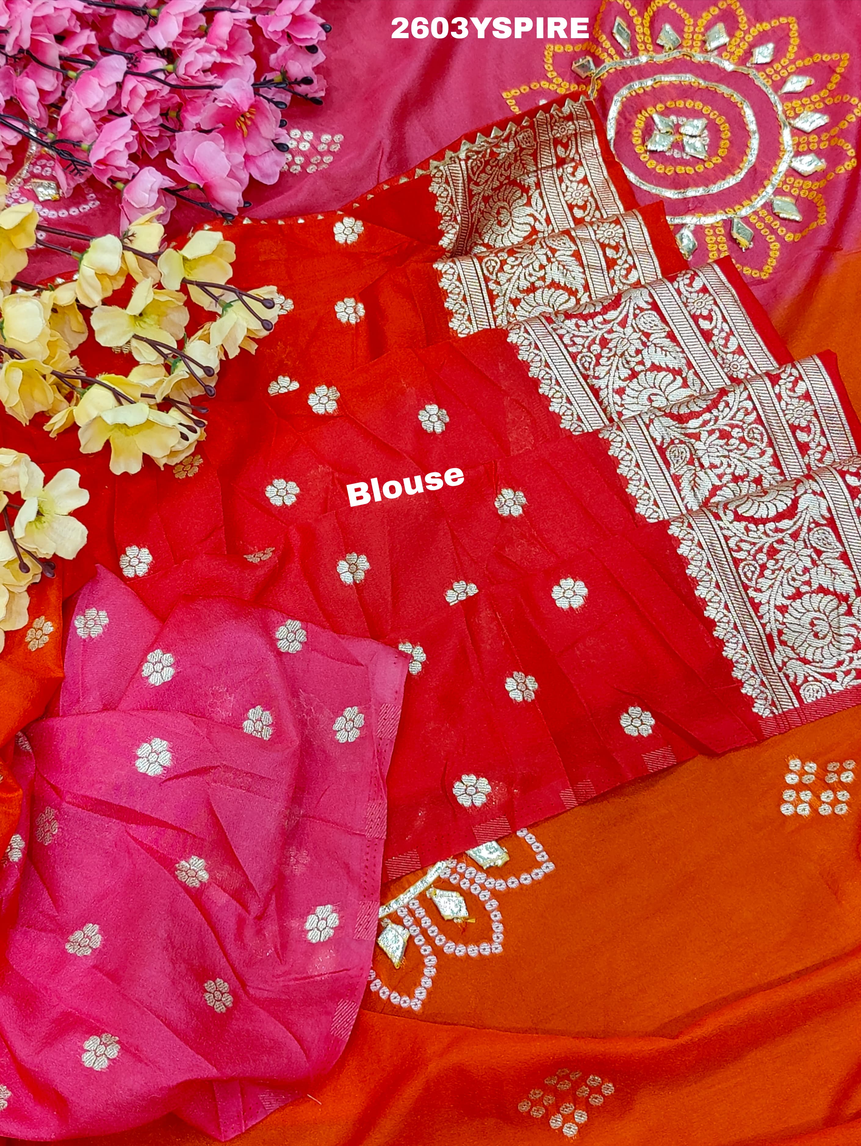 By New HO Silk Banarasi Style With Gotapatti Saree