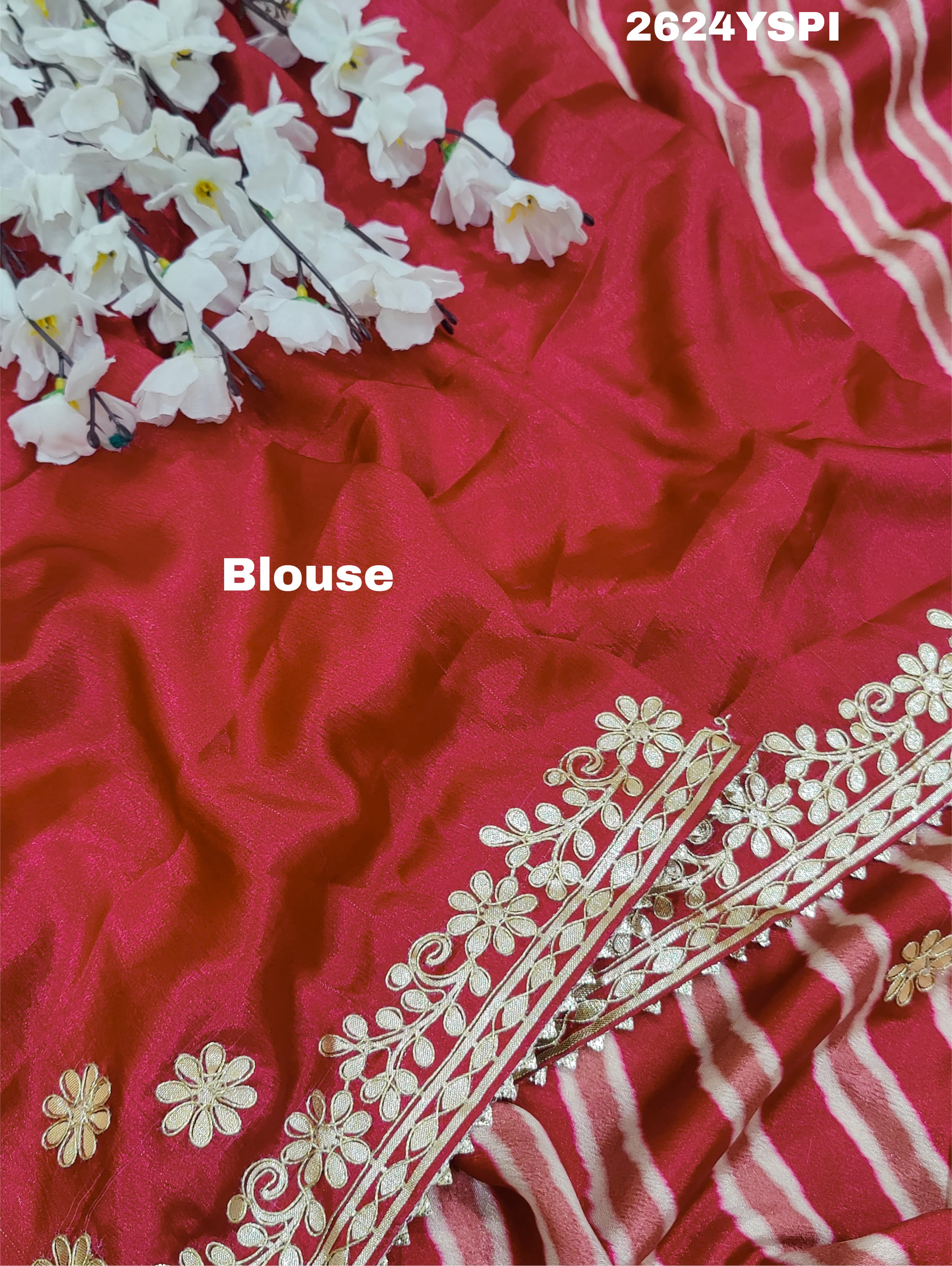 By Leheriya Saree With Gotapatti Work 