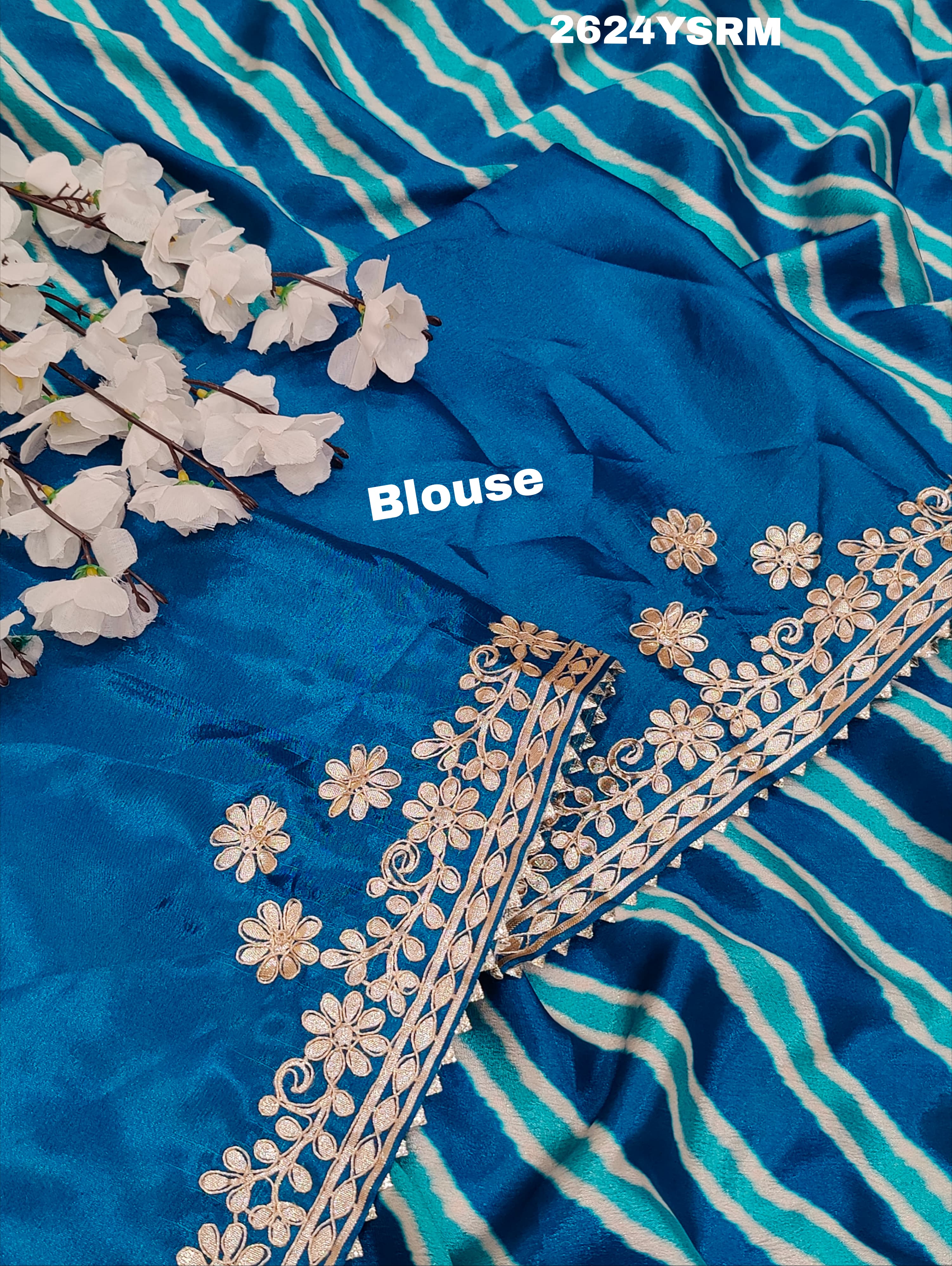 By Leheriya Saree With Gotapatti Work 