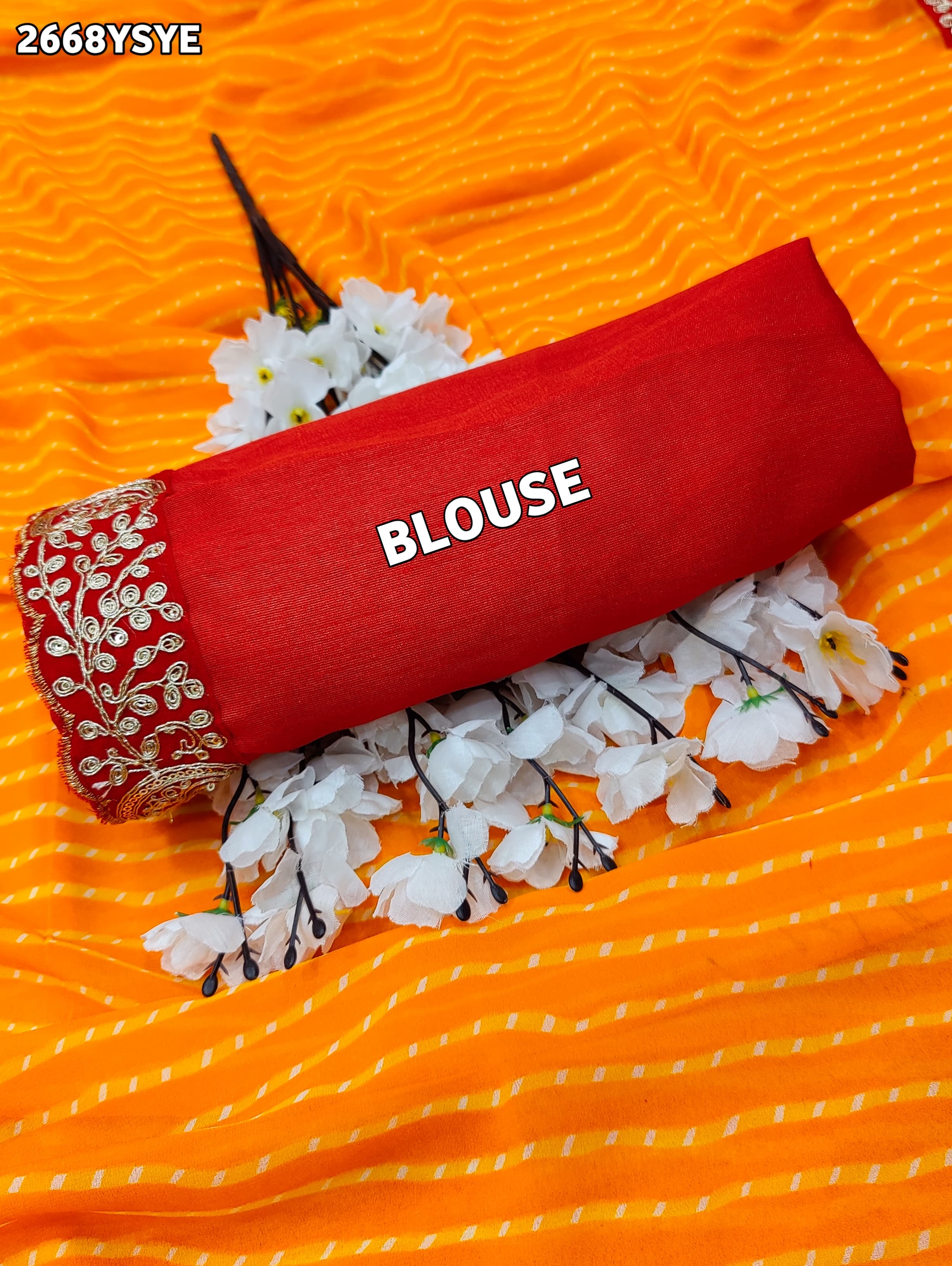 By New Spiceal Chiffon Leheriya Style With Embroidery Border Work Saree
