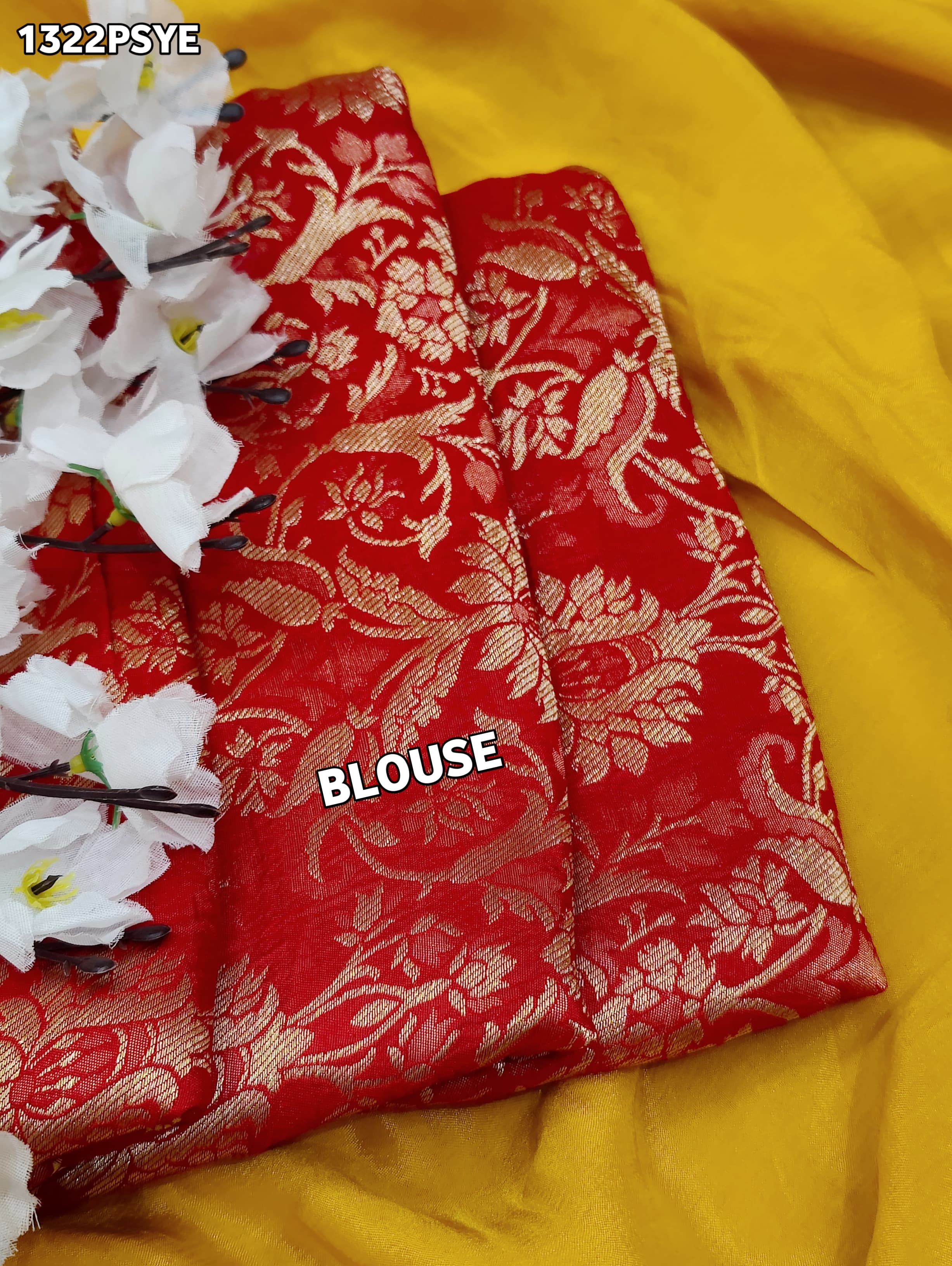  Pure ojariya Chinon in yellow colour saree