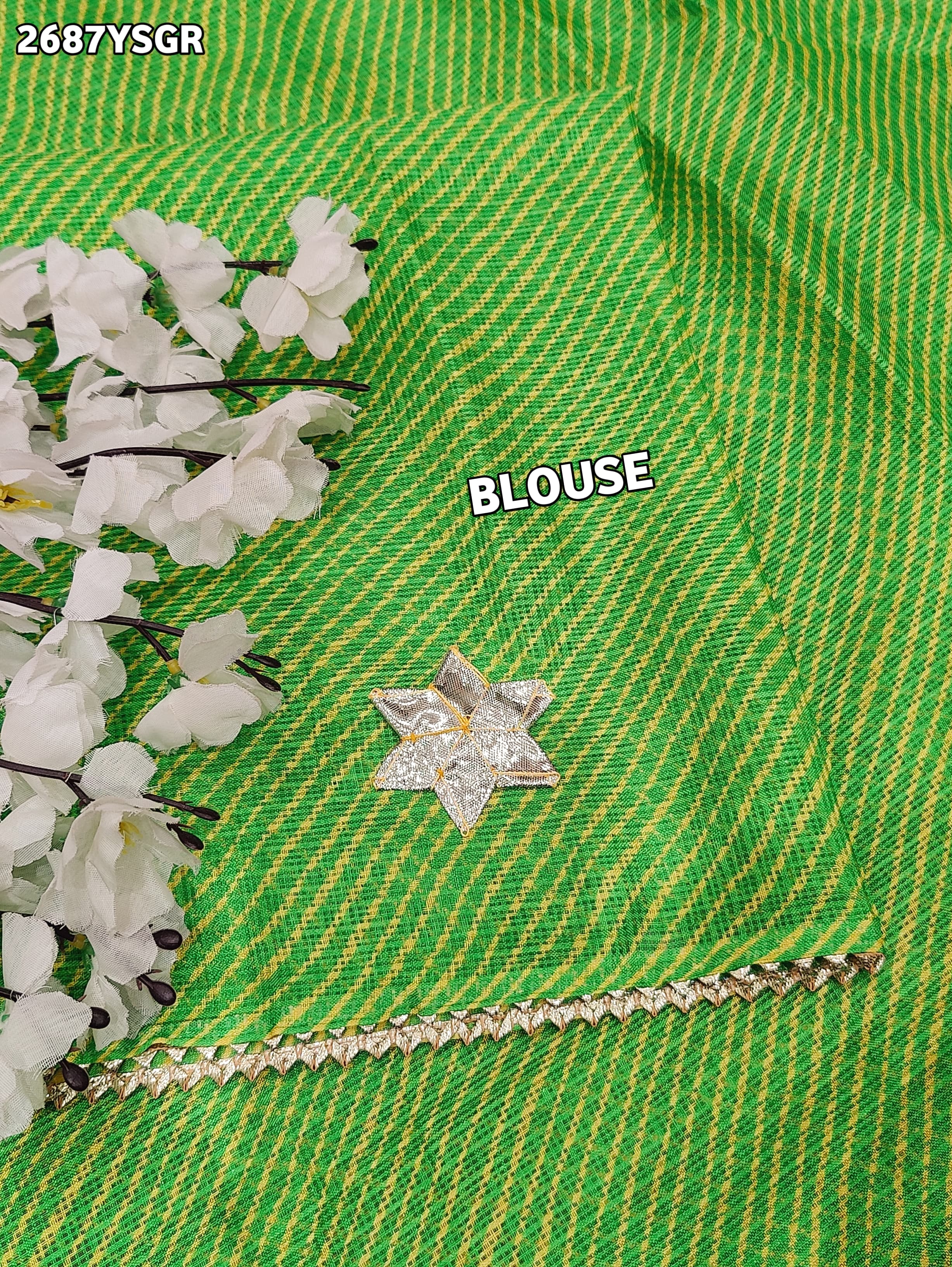  Kota doriya Leheriya Style With Gotapatti Work Saree in green colour