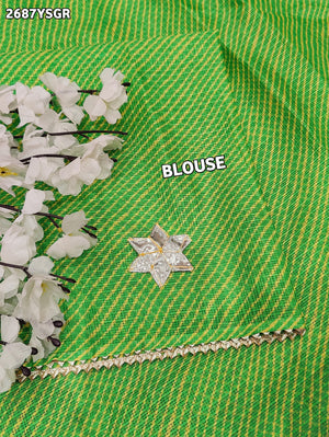  Kota doriya Leheriya Style With Gotapatti Work Saree in green colour