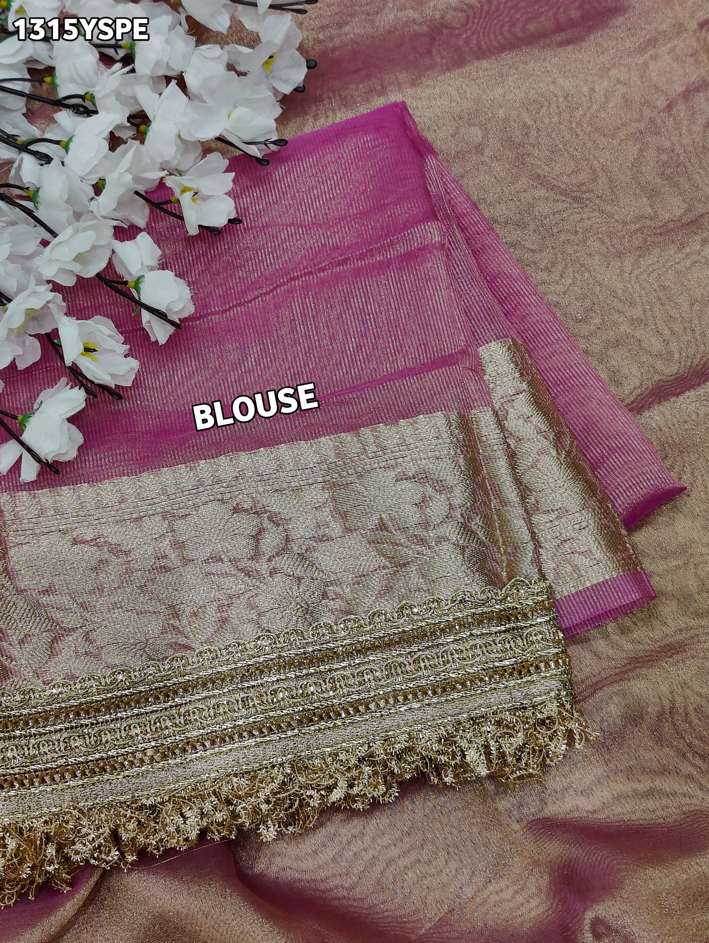  Banarasi Handloom katan silk Tissue Fabric saree in soft pink colour