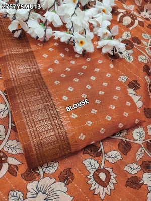 By Printed Style With Zari border Saree