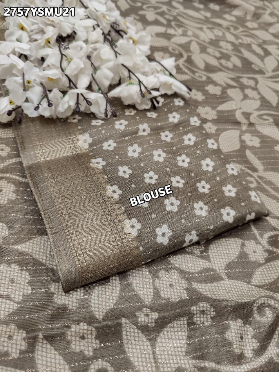 By Printed Saree With Zari border