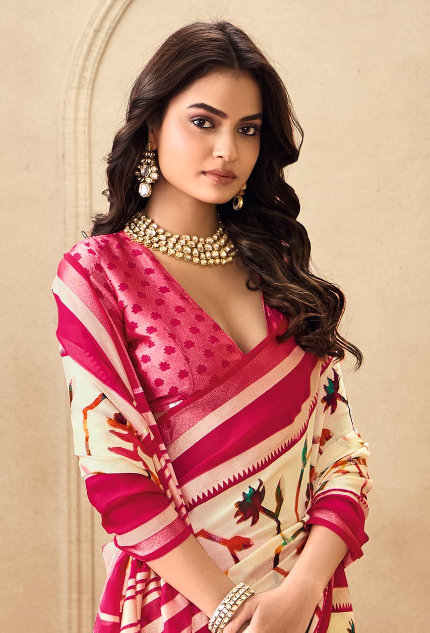 By Printed Saree With Casual Wear
