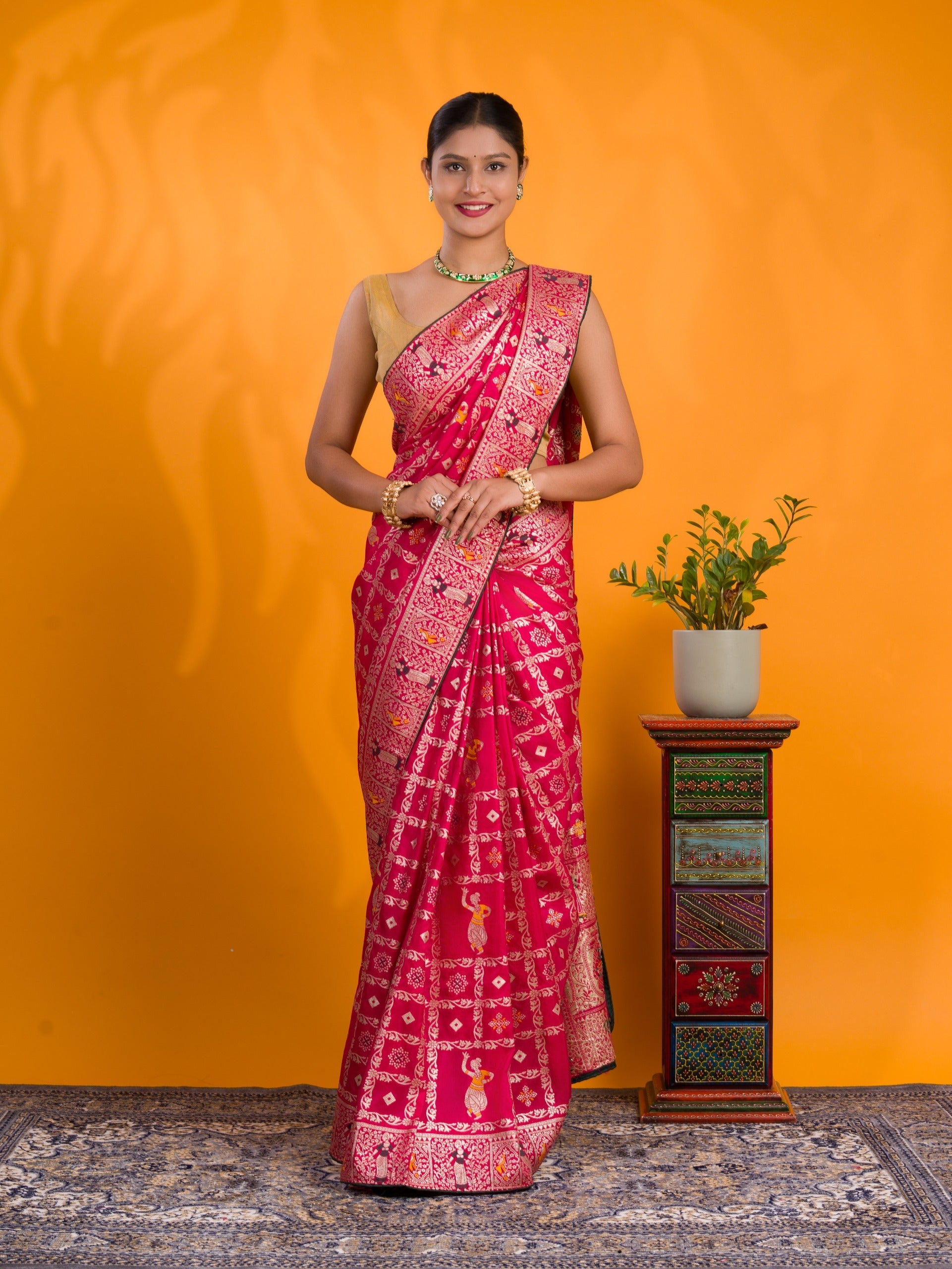 By Banarasi Saree With Traditional Wear
