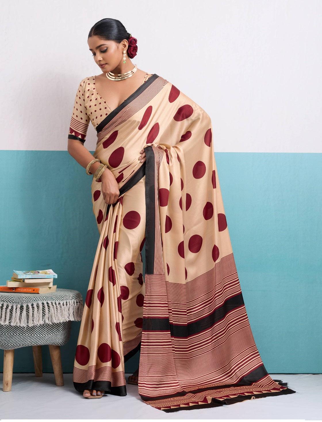 By Printed Saree With Casual Wear 