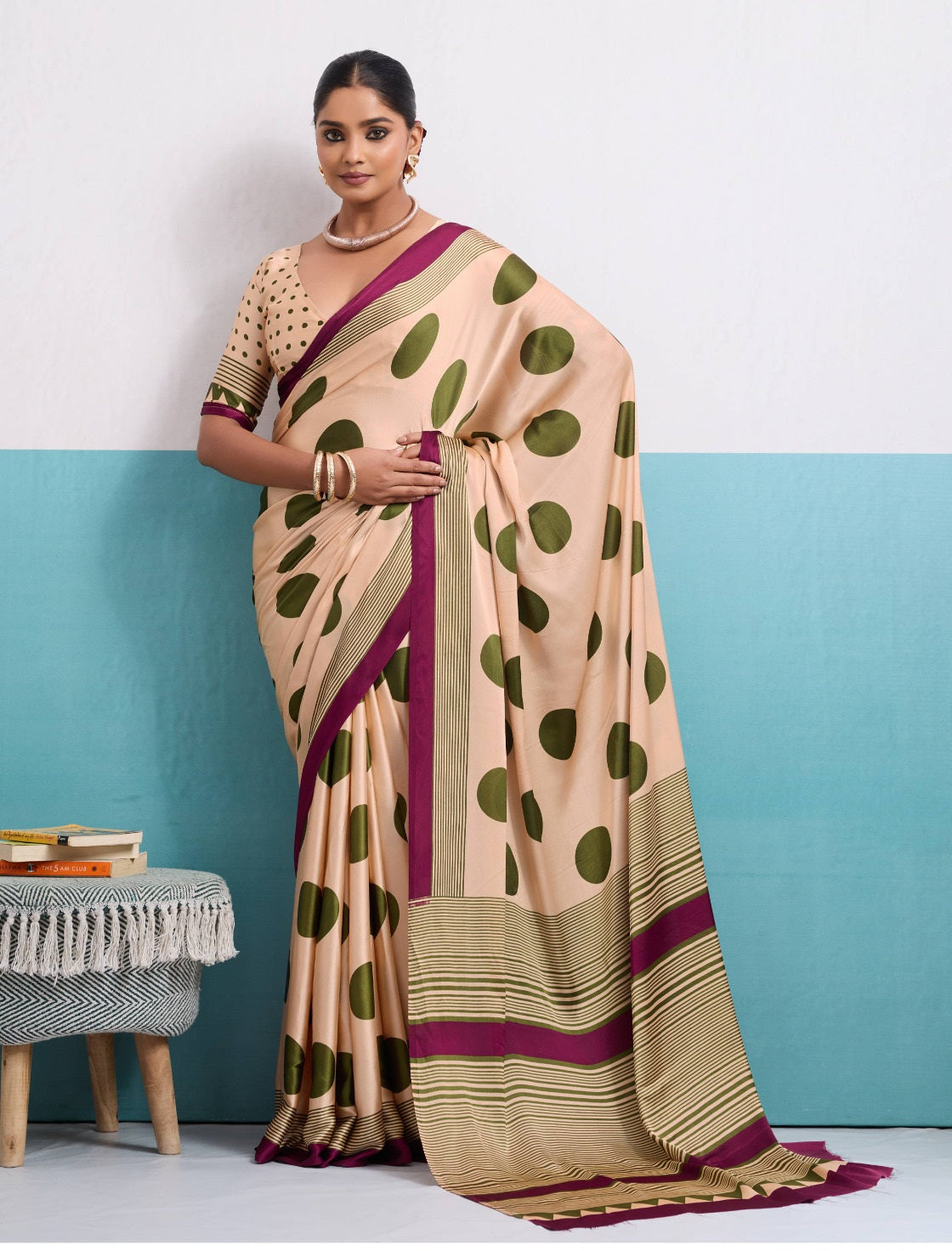 By Printed Saree With Casual Wear 