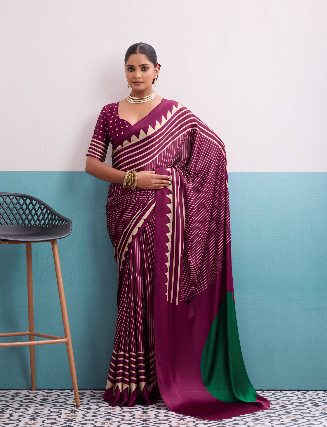 By Printed Saree With Casual Wear 