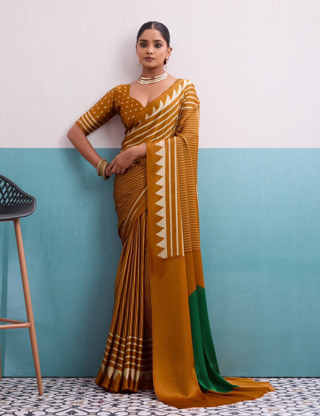By Printed Saree With Casual Wear 