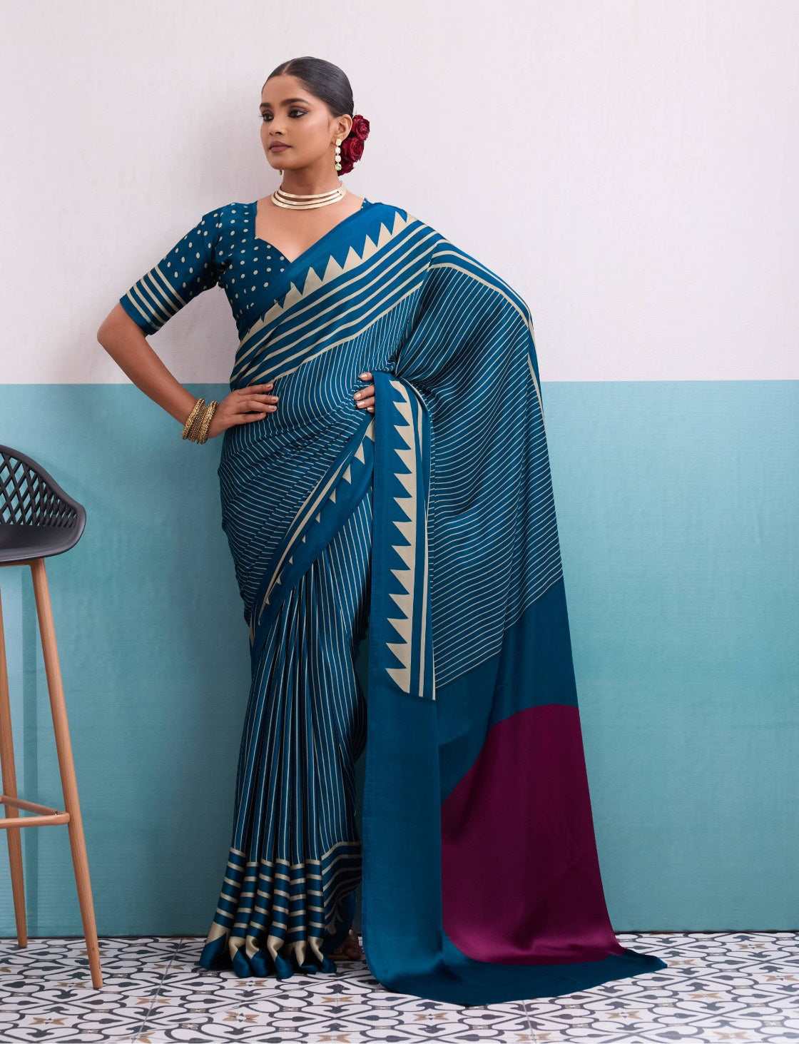 By Printed Saree With Casual Wear 