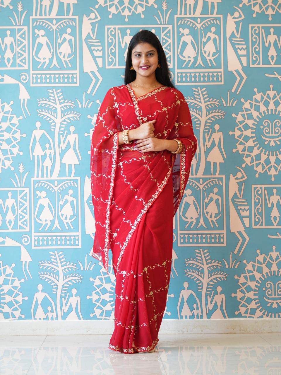 Buy Stylish Festive Wear Saree With Pittan Work Tanmira 