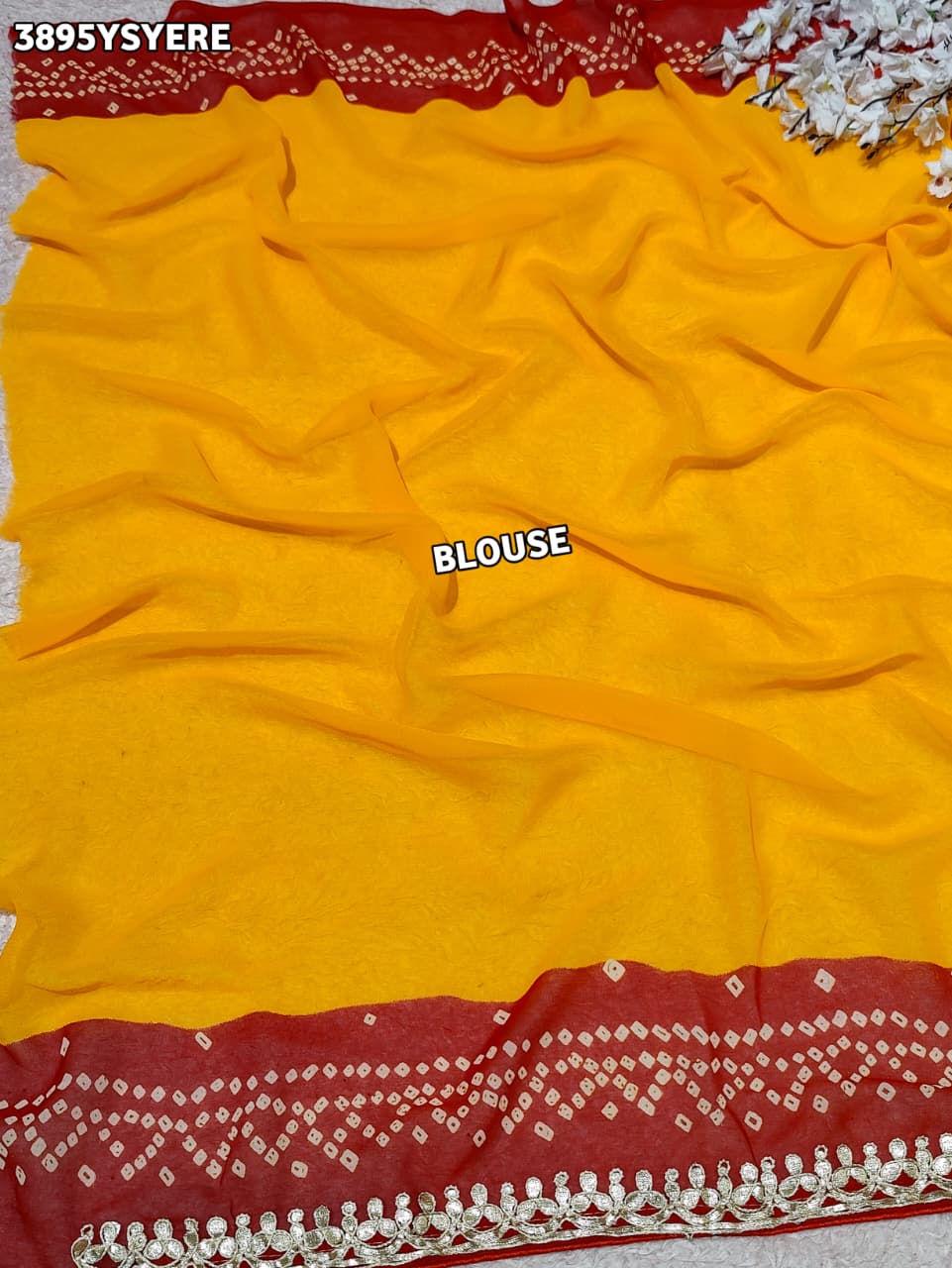 Buy Bandhani Saree with Gotapatti Work Tanmira  Image 7
