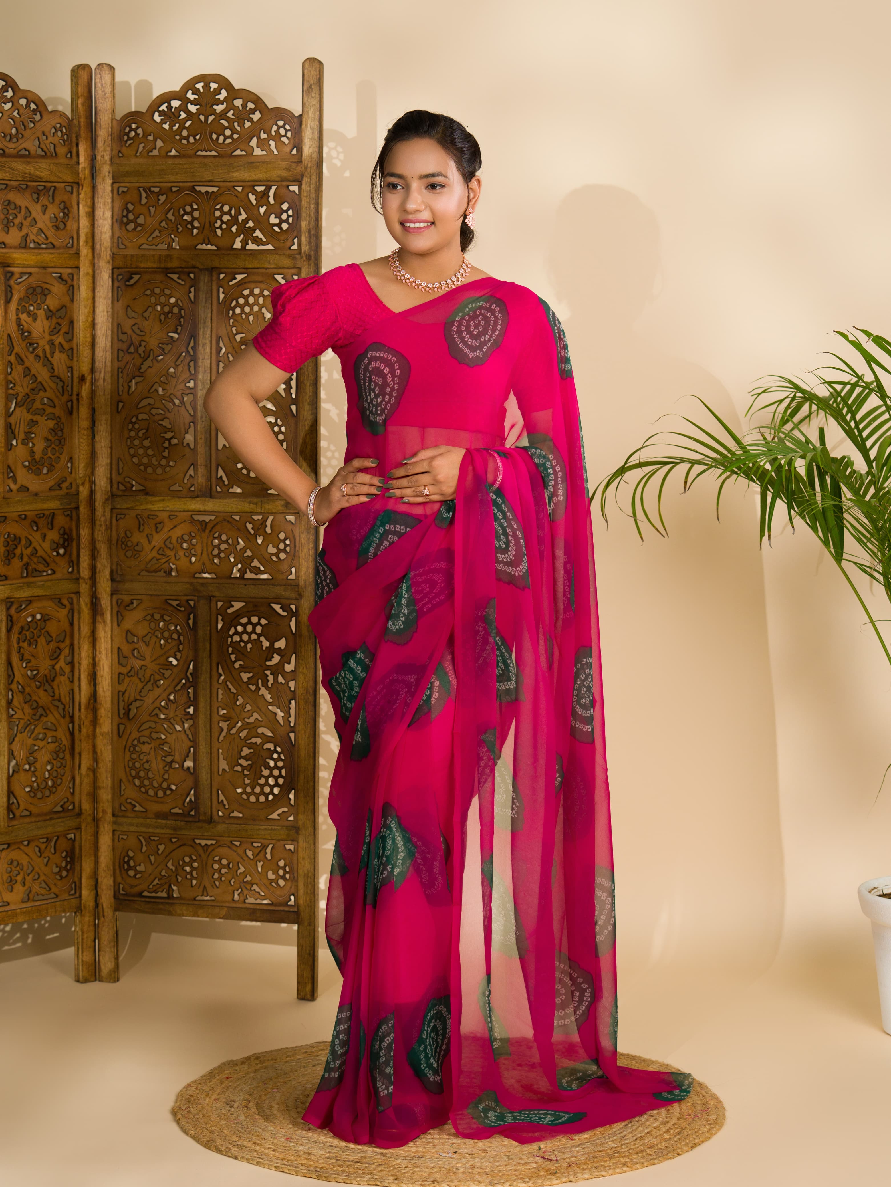 Tanmira Summer Special Rajasthani Royal Georgette Bandhani Sarees Rani