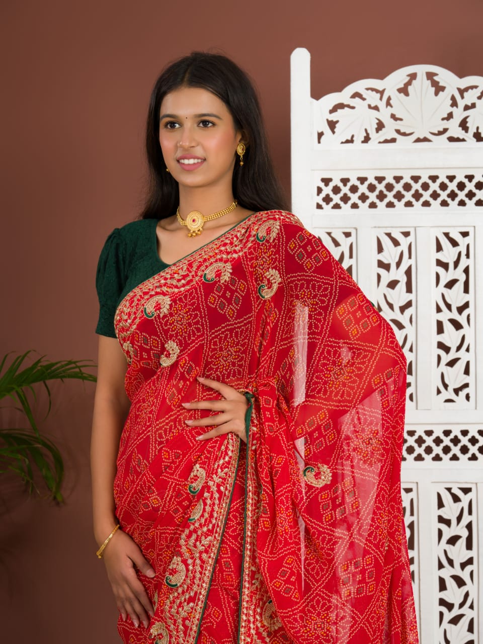 Tanmira New Pure Georgette Bandhani Saree With Blouse