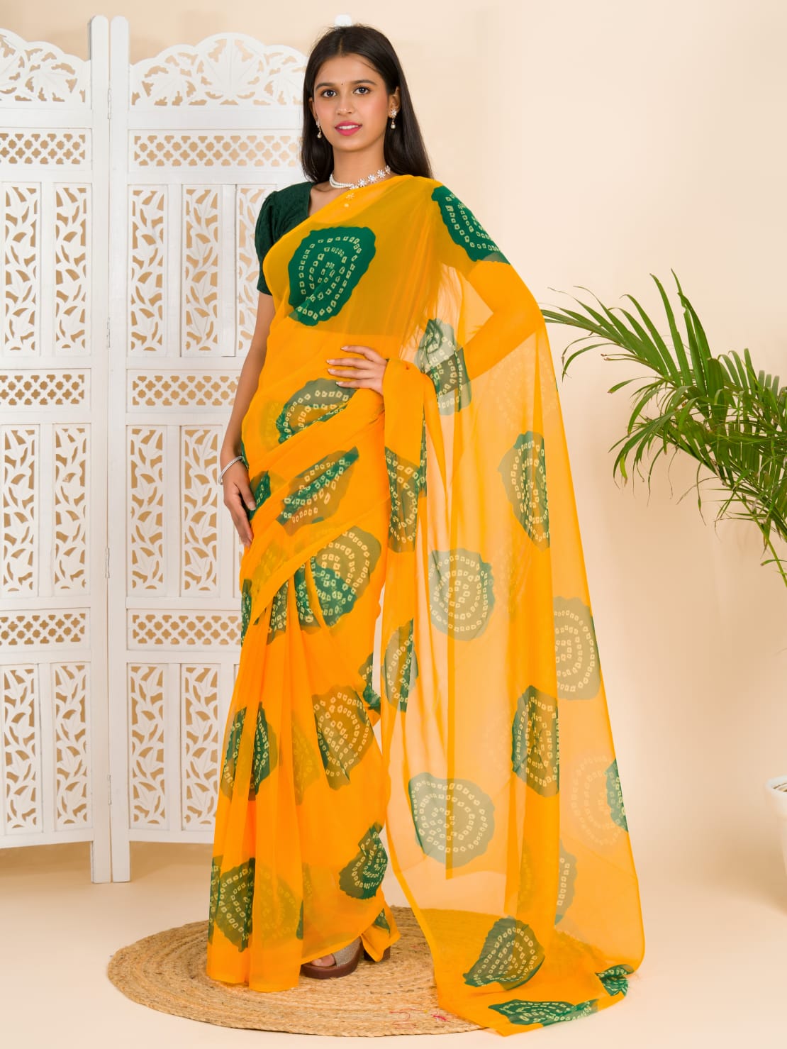 Tanmira Summer Special Rajasthani Royal Georgette Bandhani Sarees Yellow