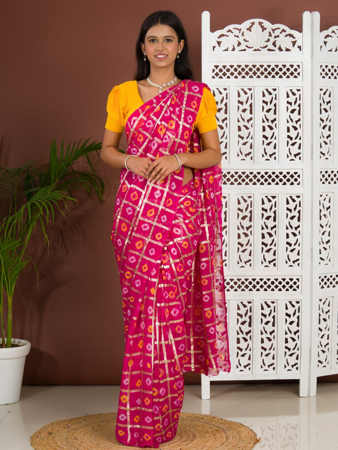 Tanmira New Pure Georgette Gharchola Guilt Bandhej Saree  KRN