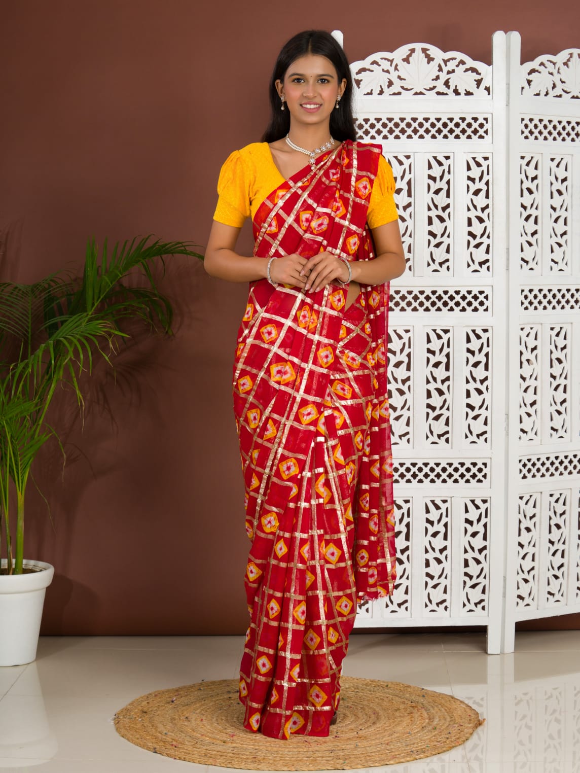 Tanmira Pure Georgette Gharchola Guilt Bandhej Saree  RG