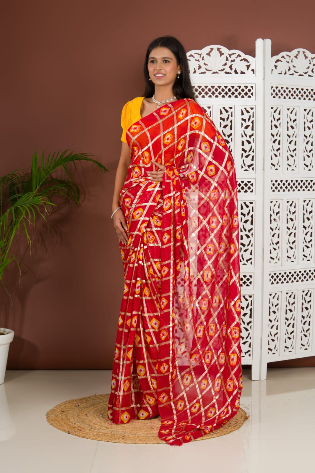 Tanmira Pure Georgette Gharchola Guilt Bandhej Saree  RG