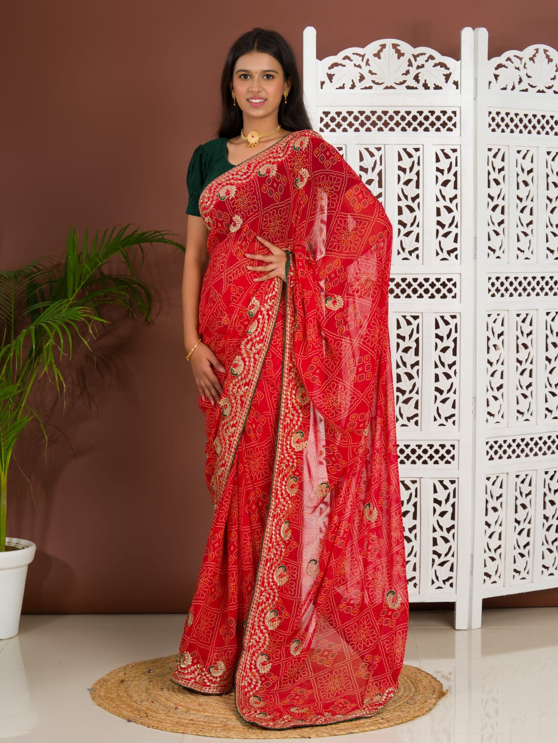 Tanmira New Pure Georgette Bandhani Saree With Blouse