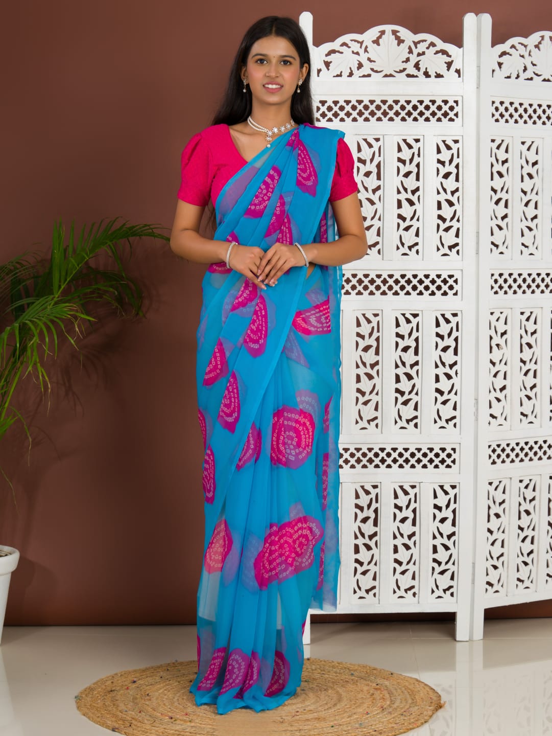 Tanmira Summer Special Rajasthani Royal Georgette Bandhani Sarees Sky Blue