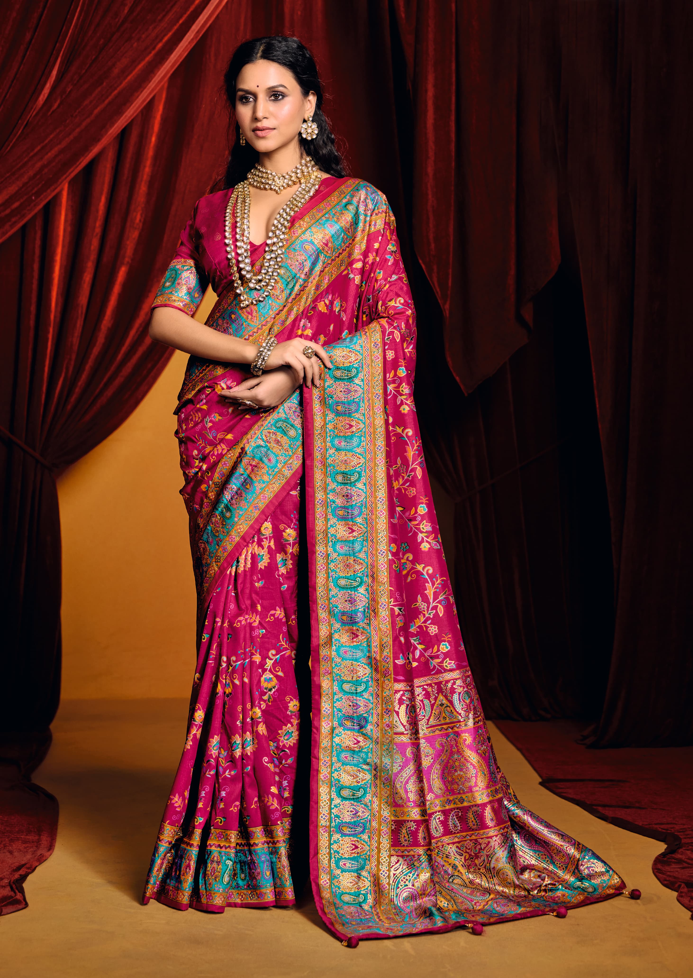 Tanmira New Special  Pashmina Silk Foil Print Style With Meenakari Print Saree STR