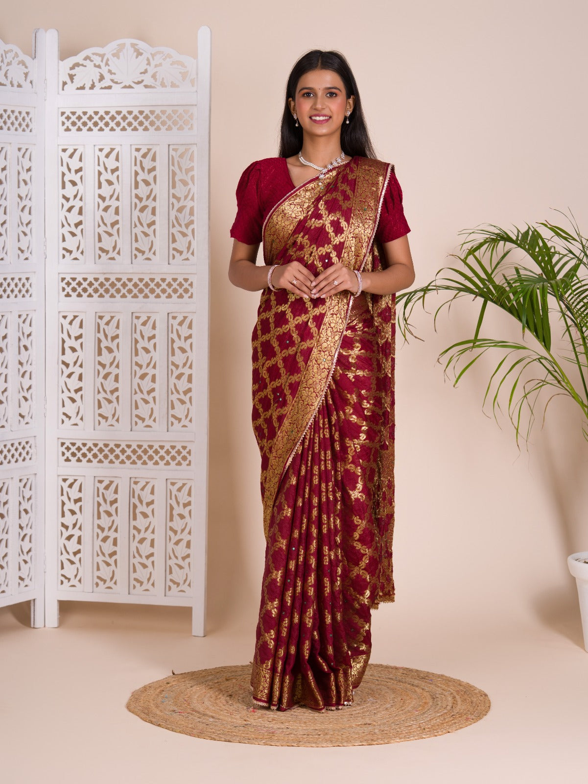Tanmira Latest Gharchola Banarasi Silk Fabric With Heavy Zari Work Saree KML Mehroon
