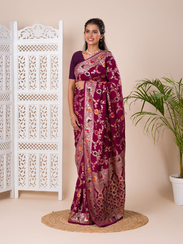 Tanmira Pure Banarasi Dola Silk With Zari Weaving Saree  ASH