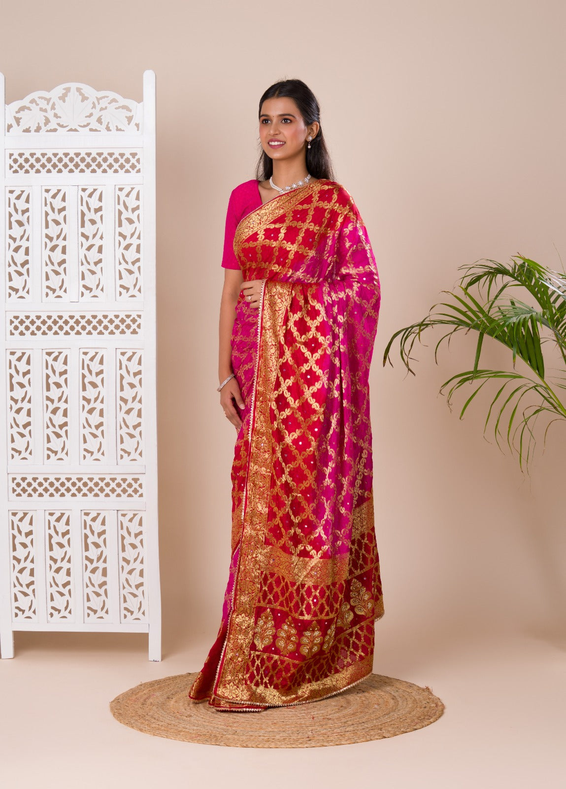 Tanmira Gharchola Banarasi Silk Fabric With Heavy Zari Work Saree KML Rani Red
