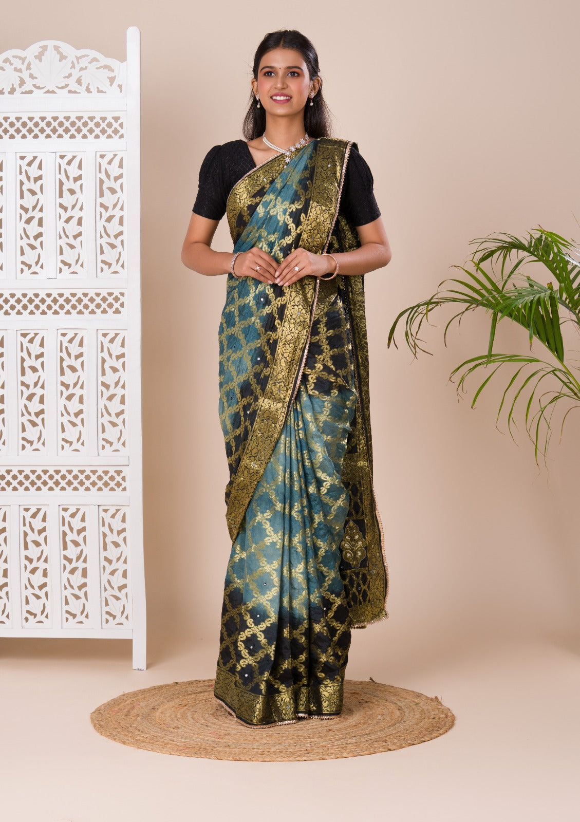 Tanmira New Gharchola Banarasi Silk With Heavy Zari Work Saree KML Grey Black