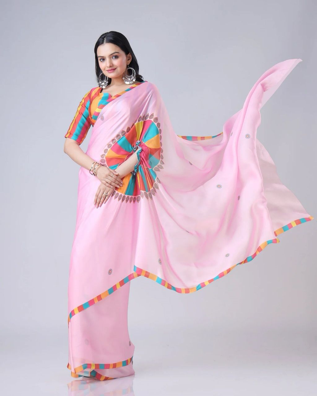 Tanmira Bollywood Brights Crepe Silk Saree in Candy Hues  STR